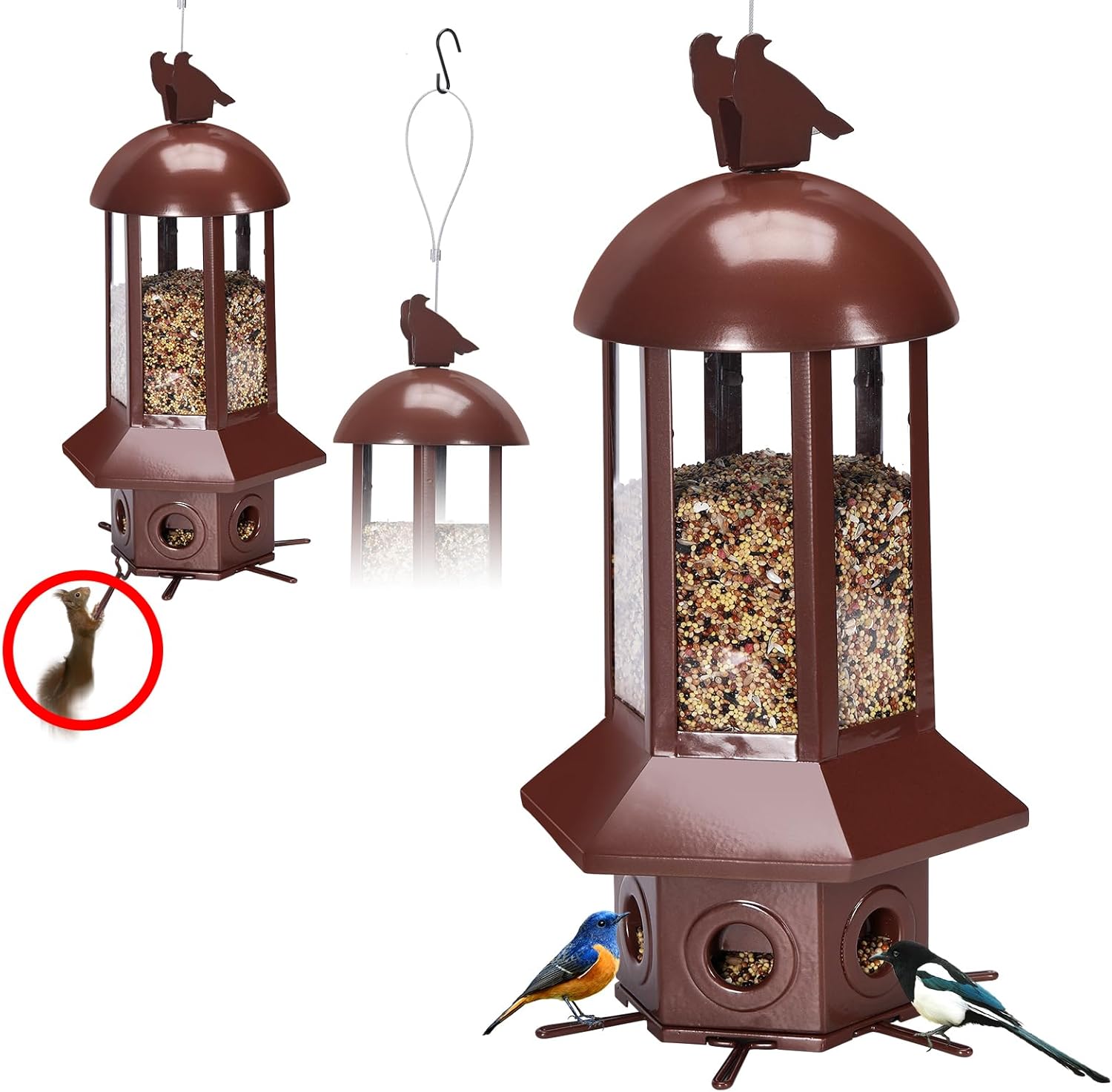Professional Squirrel Proof Bird Feeders - Sorflife Large Capacity 5.06 lbs Bird...
