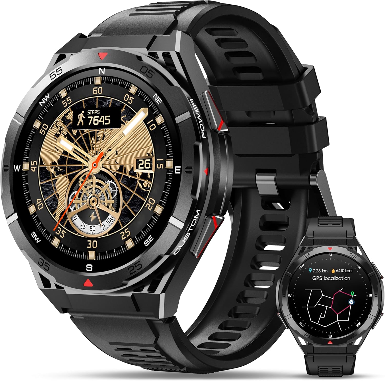 OUKITEL BT12 Military Smart Watch for Men GPS (Answer/Make Calls) 480mAh Smartwa...