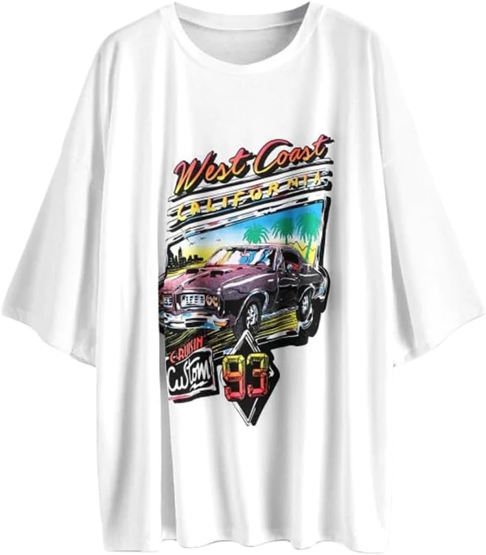 Fenxxxl Womens Oversized T Shirts Crewneck Short Sleeve Tops Loose Fit Summer Ca...