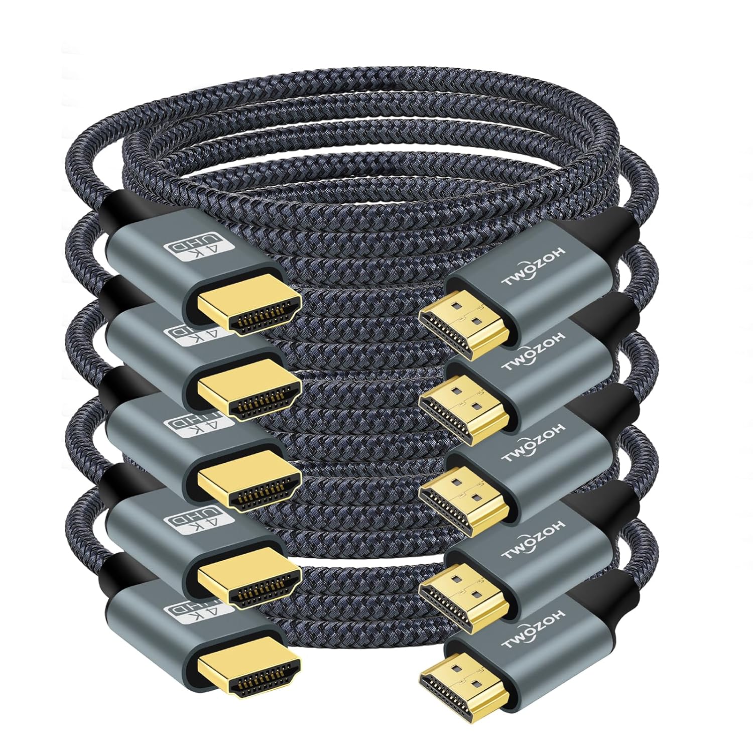 Twozoh 4K HDMI Cable 1M 5 Pack, Nylon Braided High Speed HDMI Lead Support PC, P...