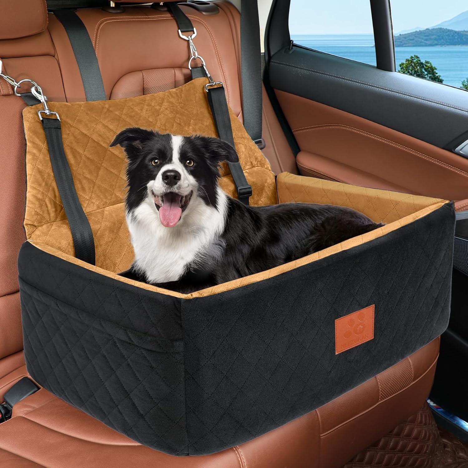 Dog Car Seat for Large Medium Dogs,Washable Pet Car Seat Under 55 lbs or 2 Small...