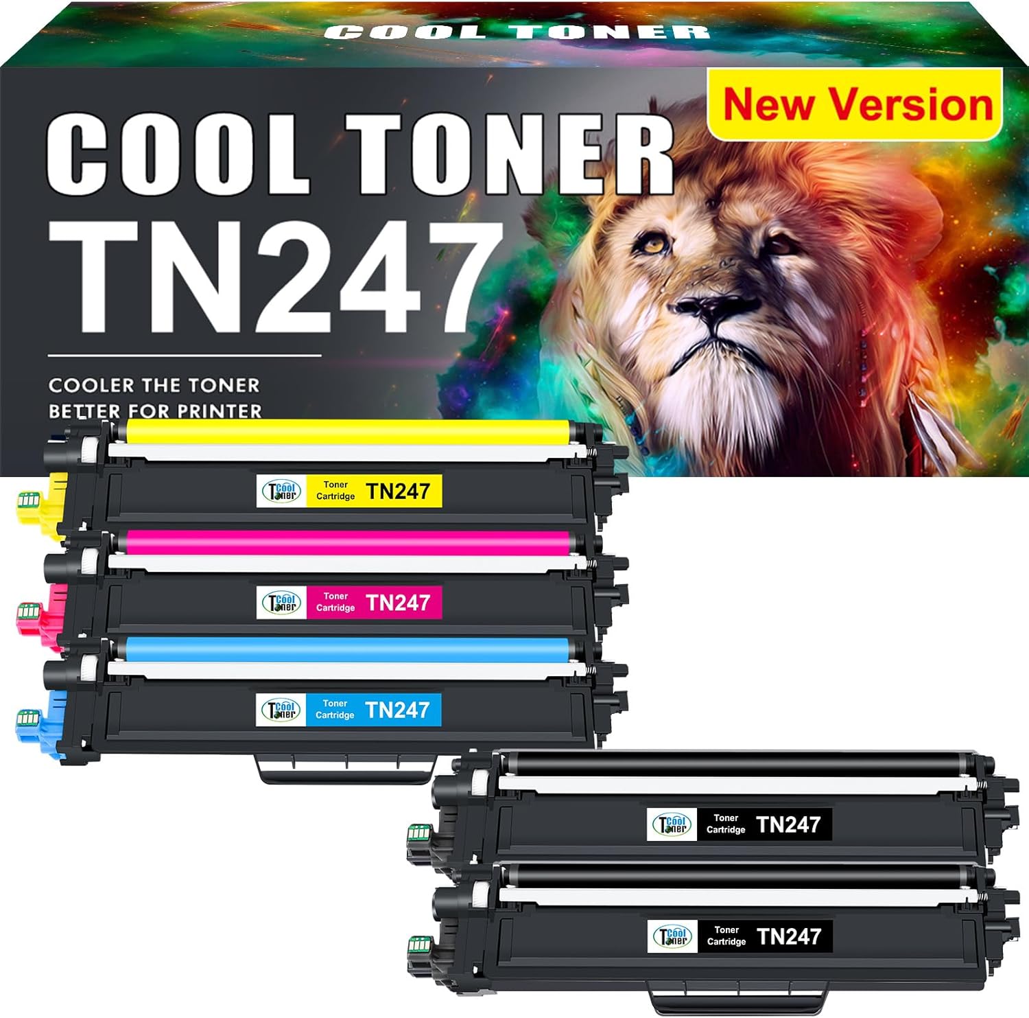 Cool Toner TN247 TN-243CMYK Toner Value Pack Compatible for Brother TN243 DCP-L3...
