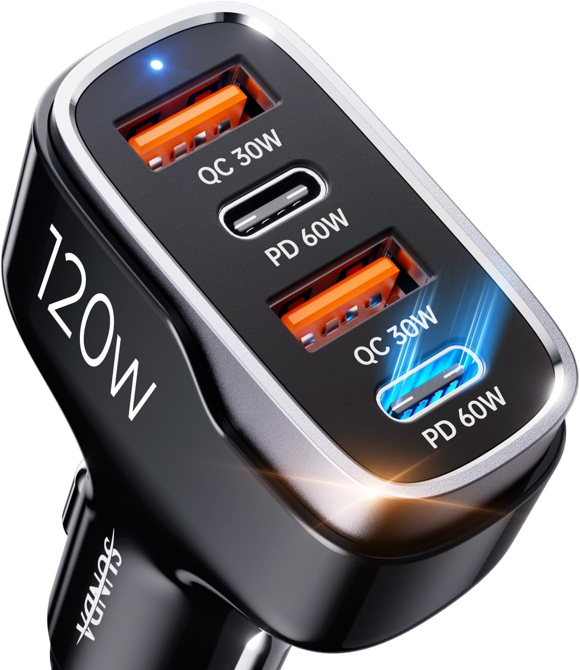 SUNDA 120W USB C Fast Car Charger, 4-Ports Car Charger Adapter, Dual Type C PD60...