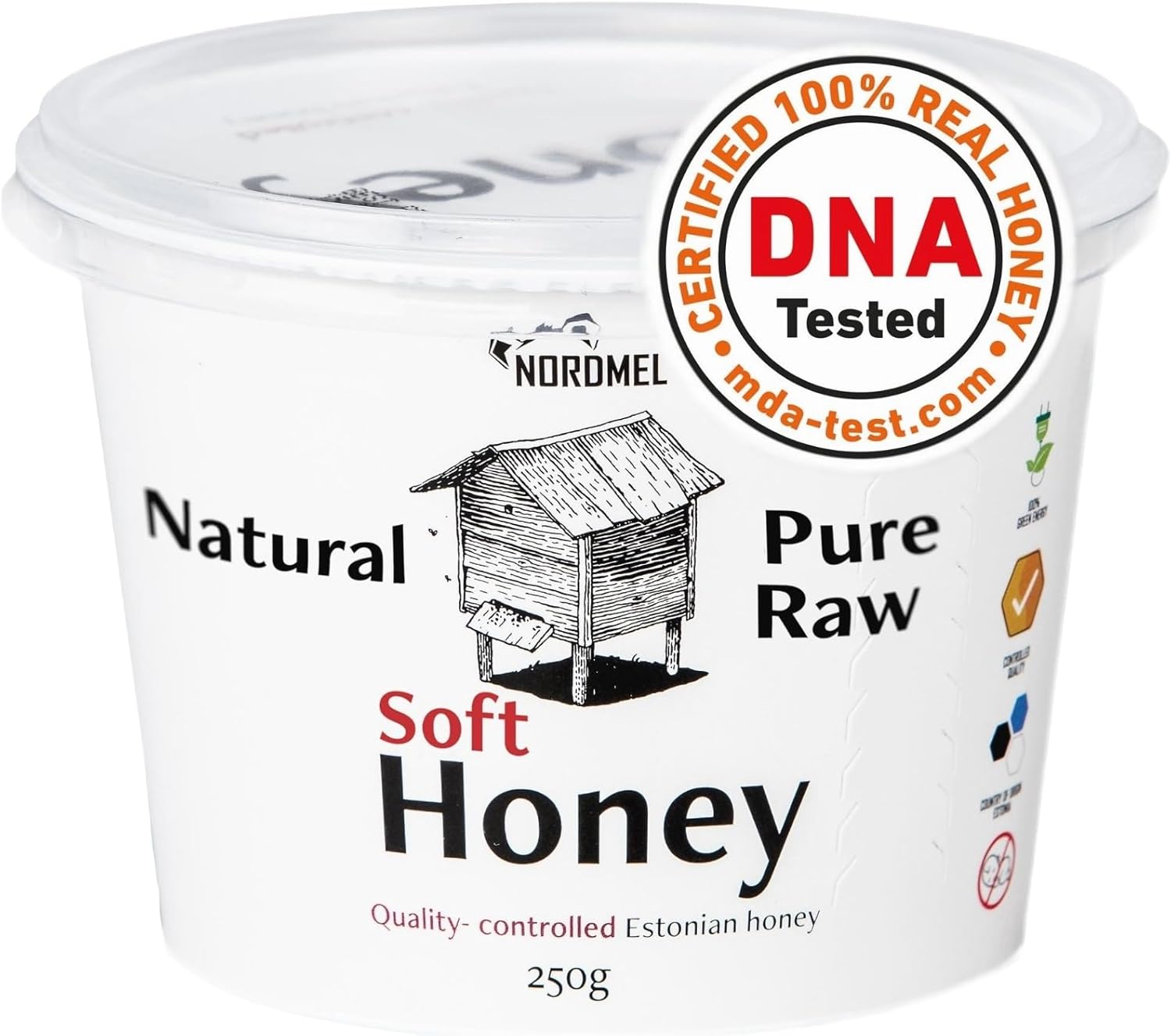 Nordmel Pure Natural Soft Honey 2 KG (8 * 250 gram Cups) - Unpasteurised, Unfilt...
