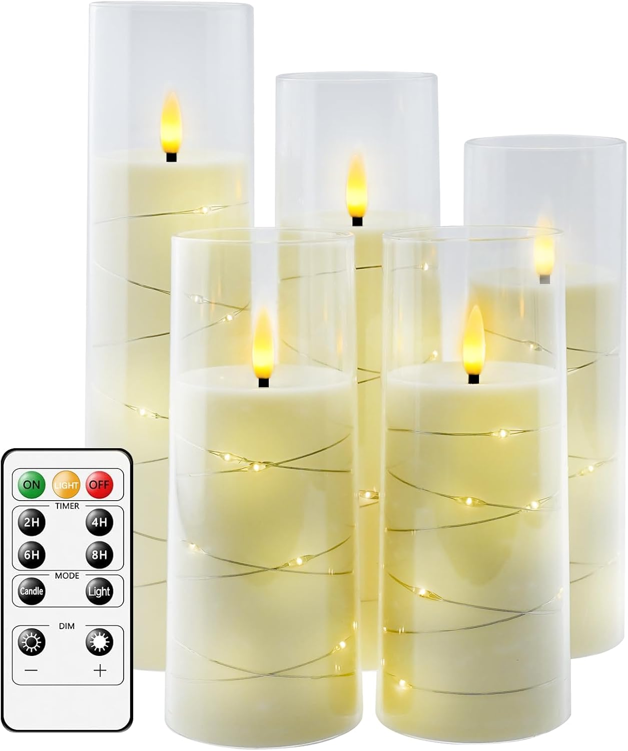 Flameless LED Candles with Timer 5 Pc Flickering Flameless Candles for Romantic...