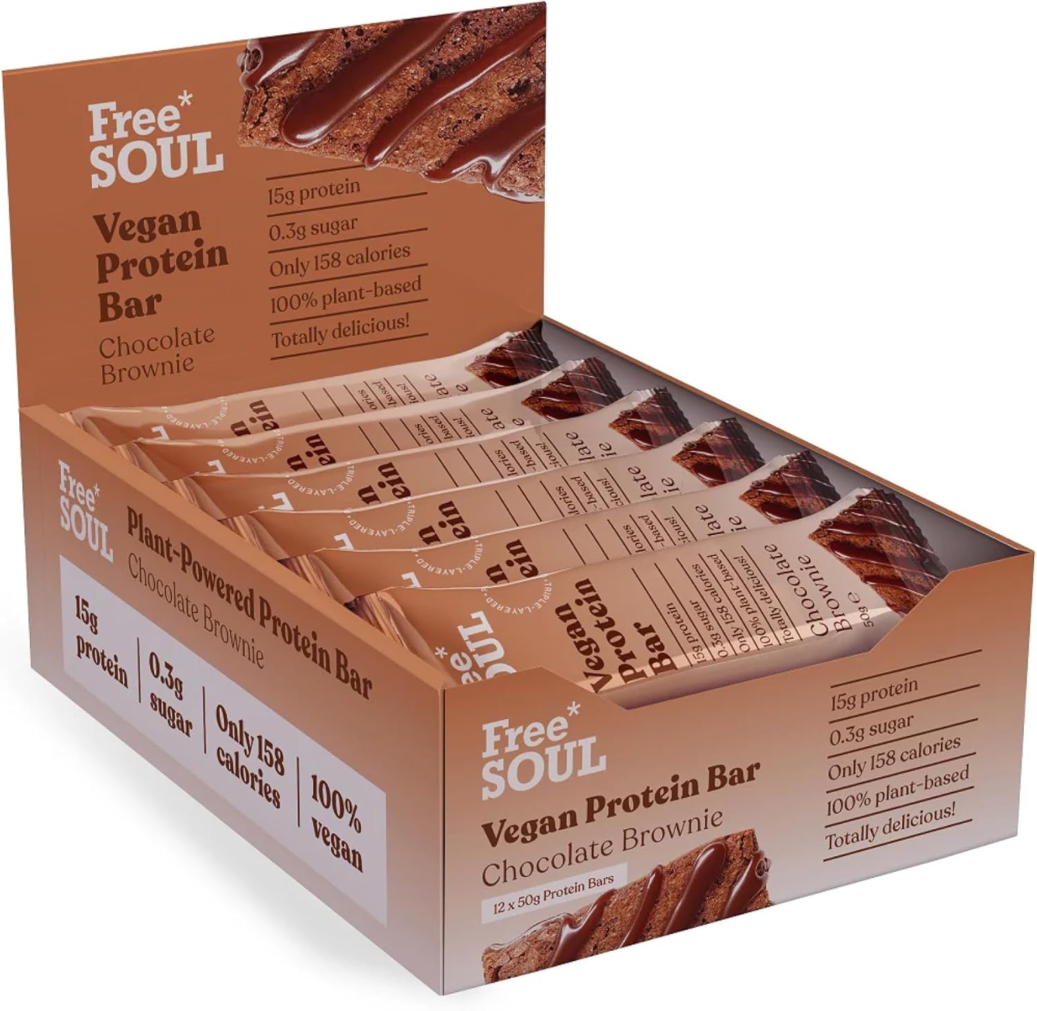 Vegan Protein Bars 12 x 50g | Plant Based Chocolate Protein Bars | Delicious Dai...