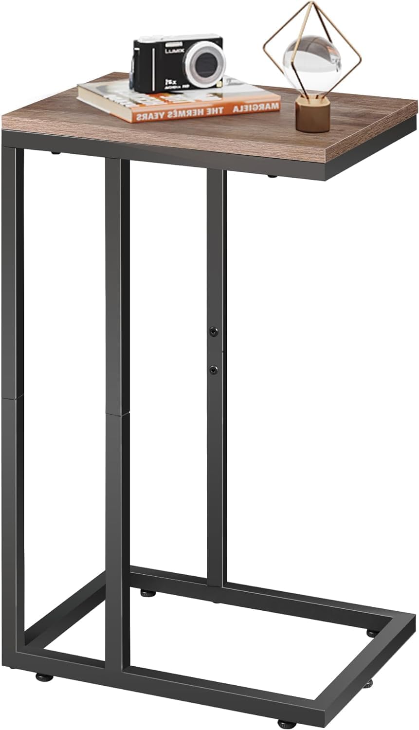 WLIVE Side Table, C Table, Slim Bedside Table for Bedroom, Living Room, 2-Tier S...