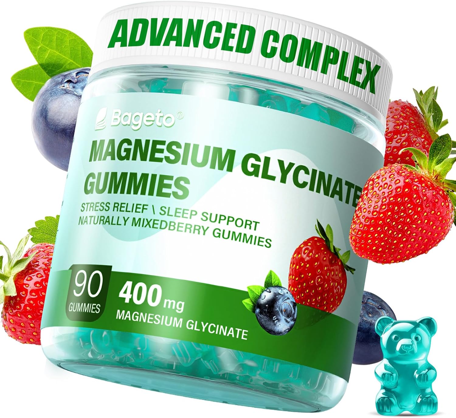 Magnesium Glycinate Gummies Sugar Free 90 for Adul...