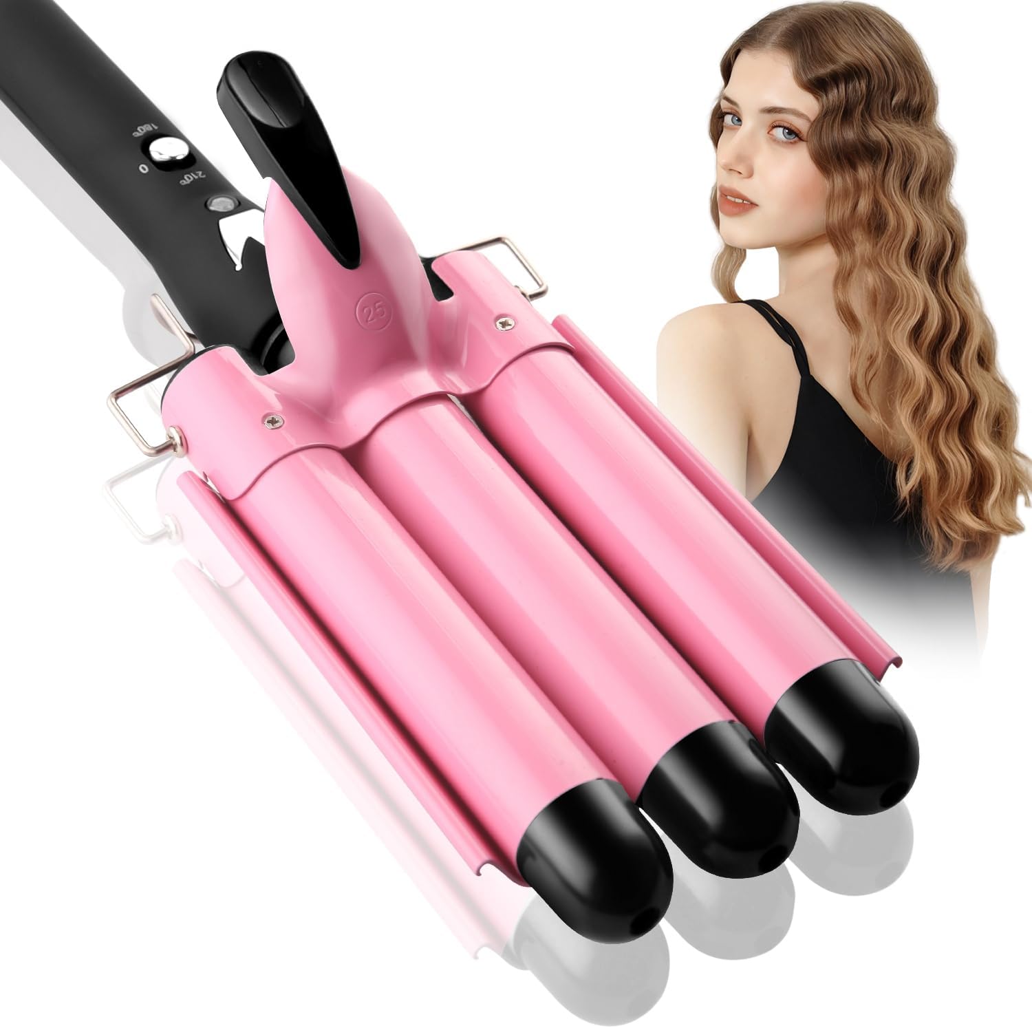 3 Barrel Curling Iron Hair Crimper: Aleath Dual Voltage Adjustable Temperature T...
