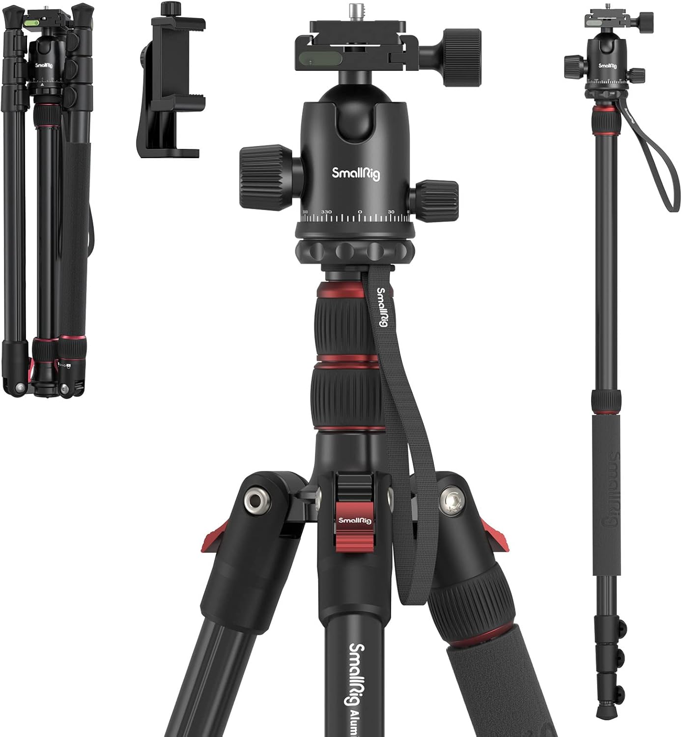 SMALLRIG 72" Aluminum Camera Tripod, Lightweight Tripod & Monopod with Ball Head...