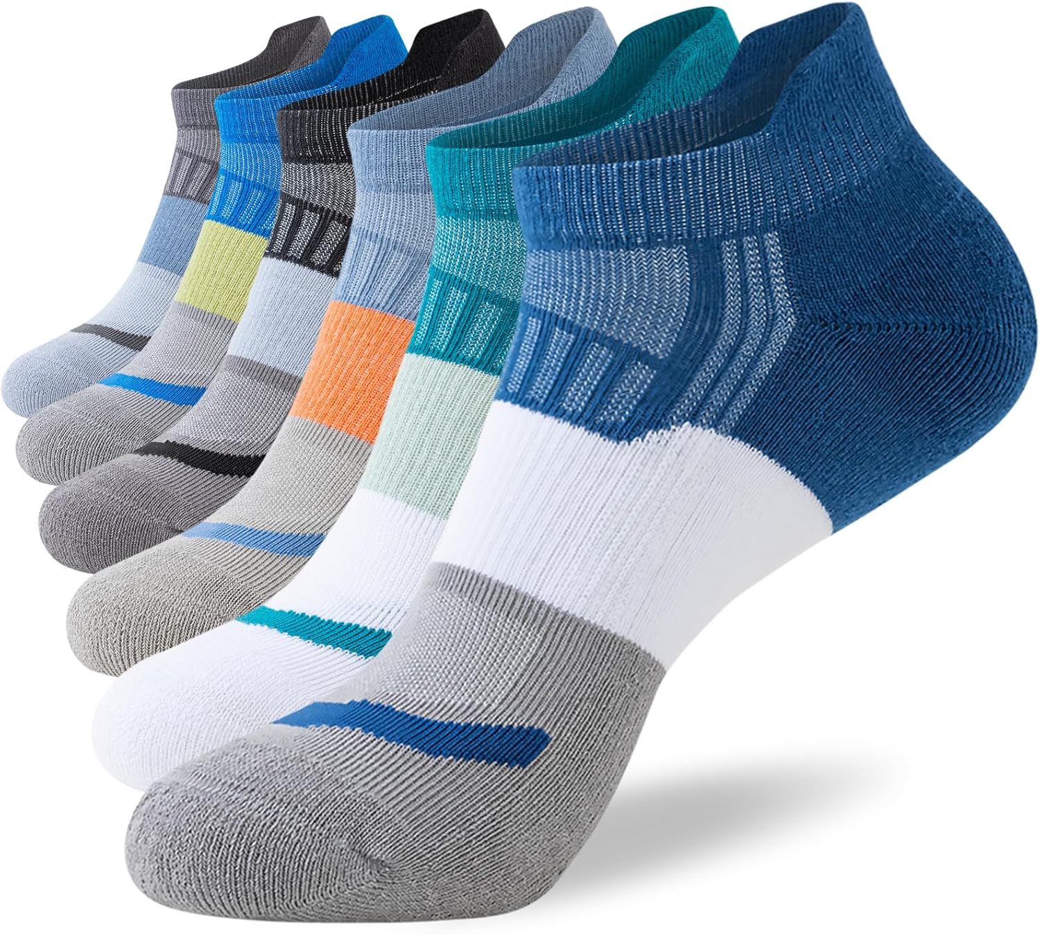 Cirorld Trainer Socks for Men, 6 Pairs Full Cushioned Ankle Running Socks, Low C...