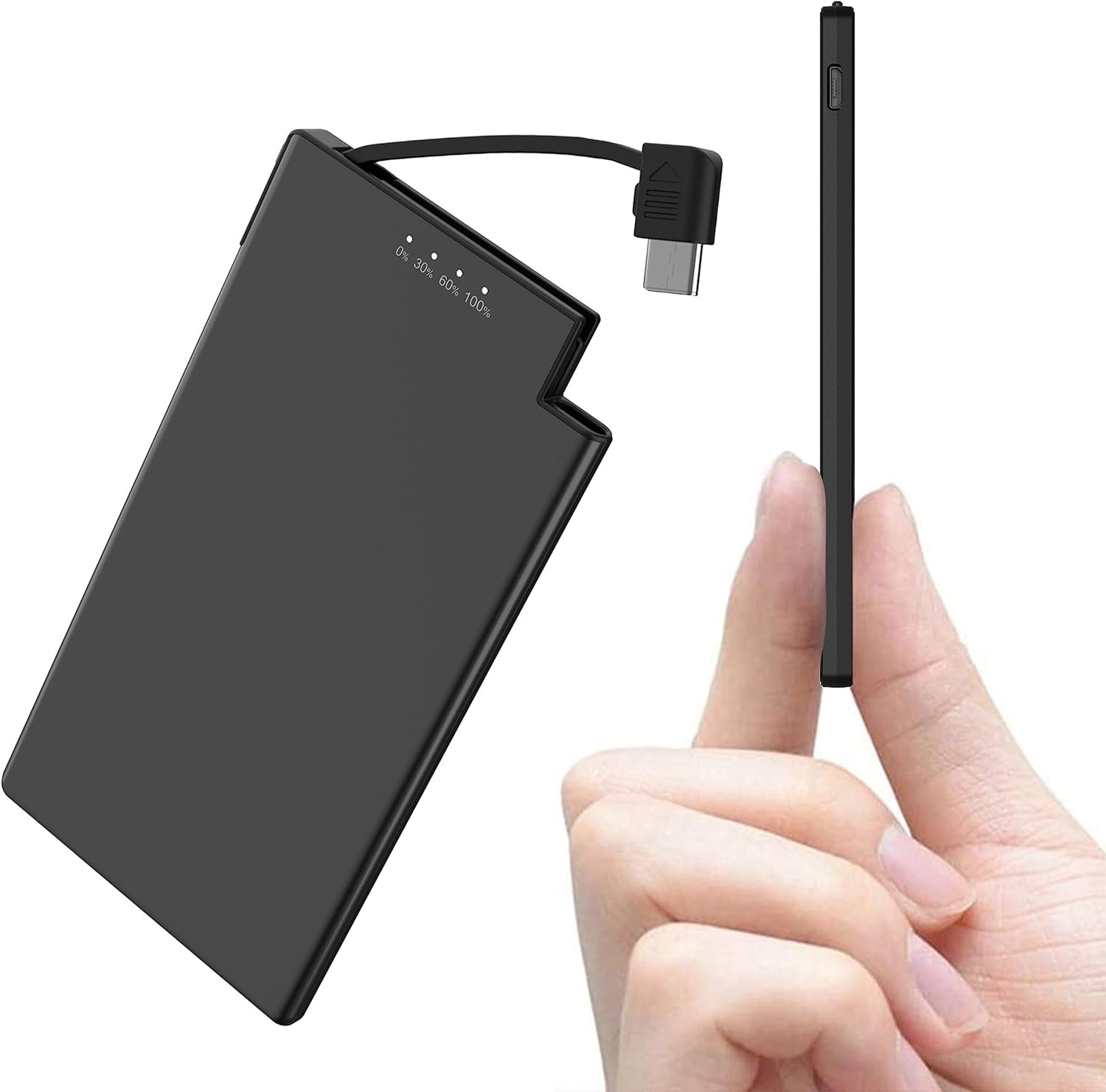 Auskang 5000mAh Power Bank with built-in Type-C Cable, Ultra Slim and Super Ligh...