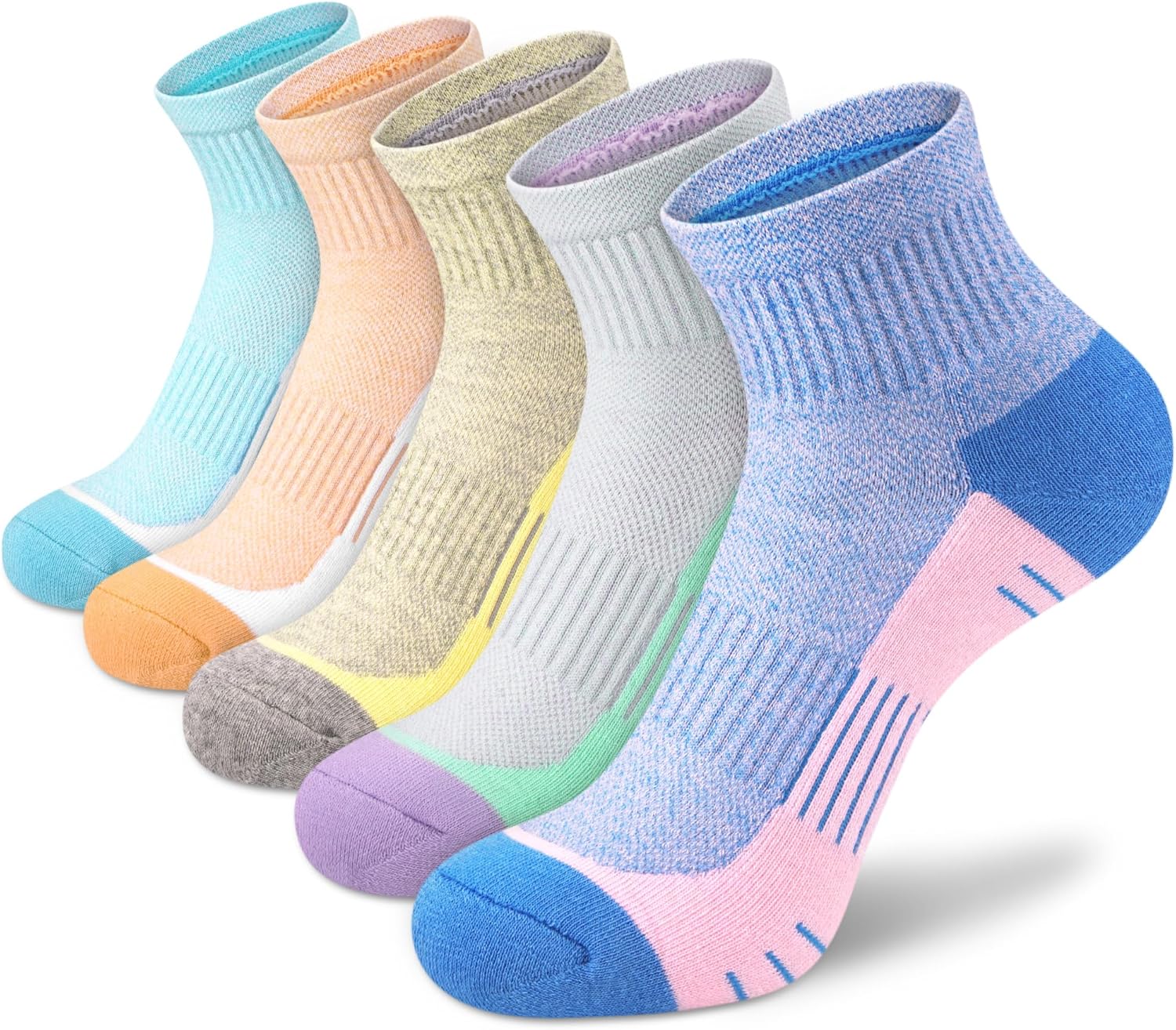 Ankle Socks Women Athletic Running Socks Hiking Cushioned 5-Pairs 5-8 5 Pairs Ic...