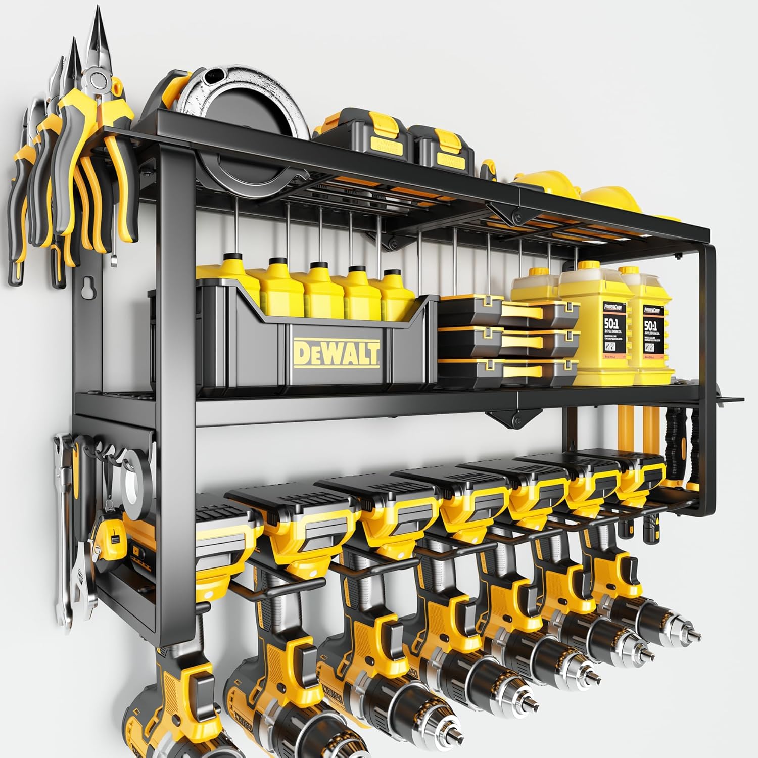 Power Tool Organizer Wall Mount - 150Lbs Load 3 Layers Storage Rack with 7 Drill...