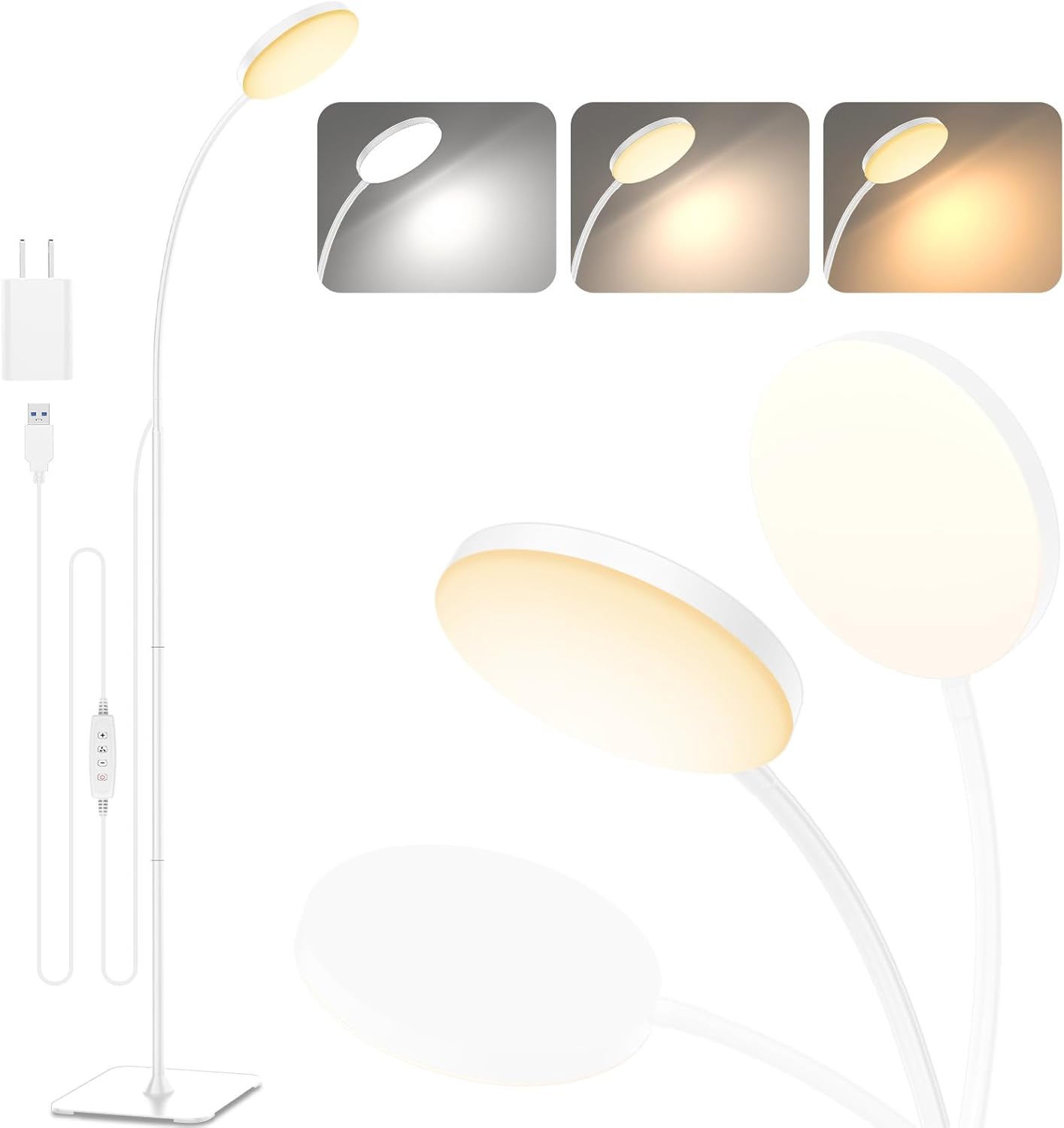 Mojimdo LED Floor Lamp, 10W Reading Standing Lamps with 3 Color Temperature & 5...