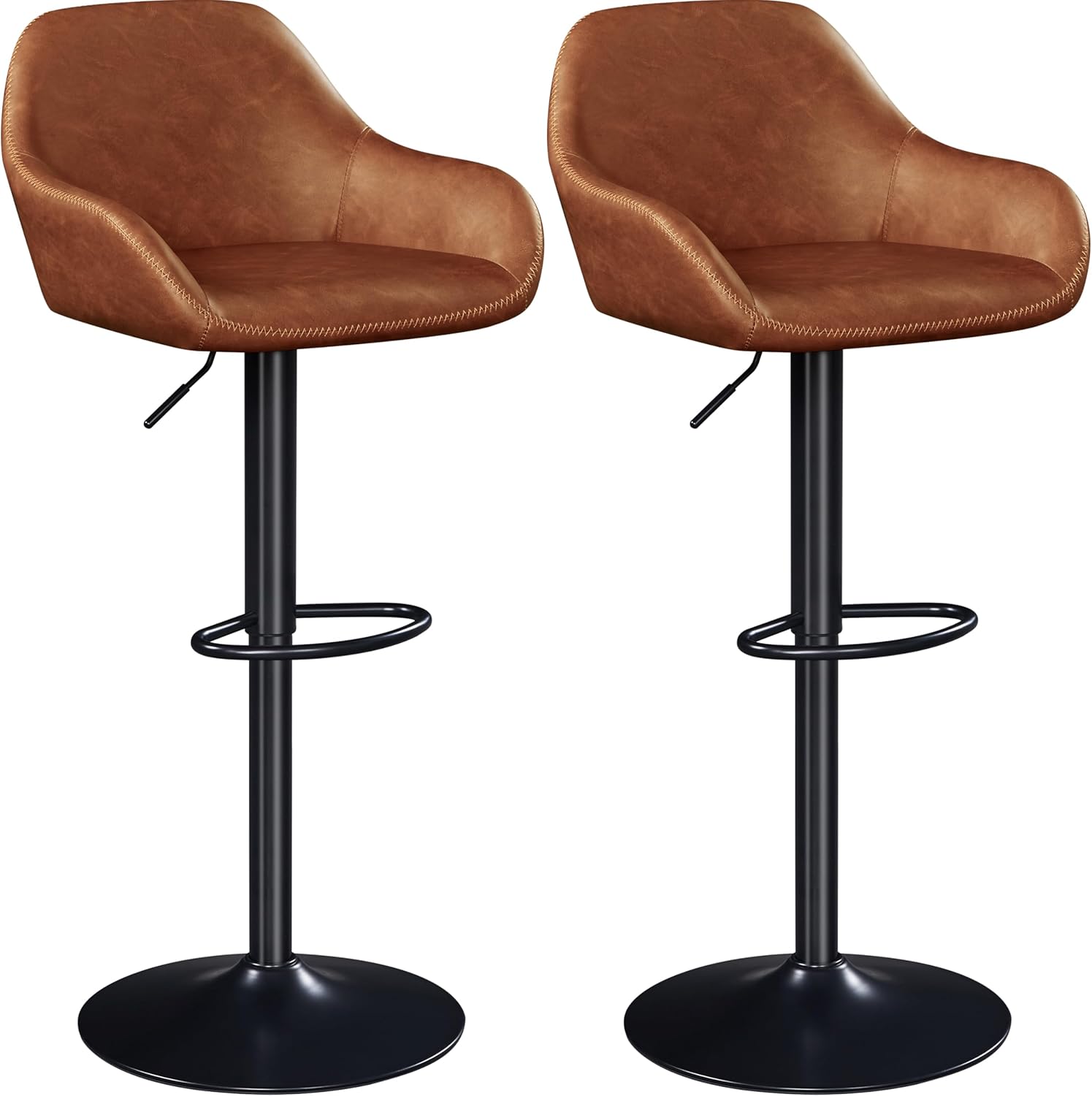 Yaheetech Bar Stools Set of 2, Height Adjustable Swivel Barstools, PU Leather Up...