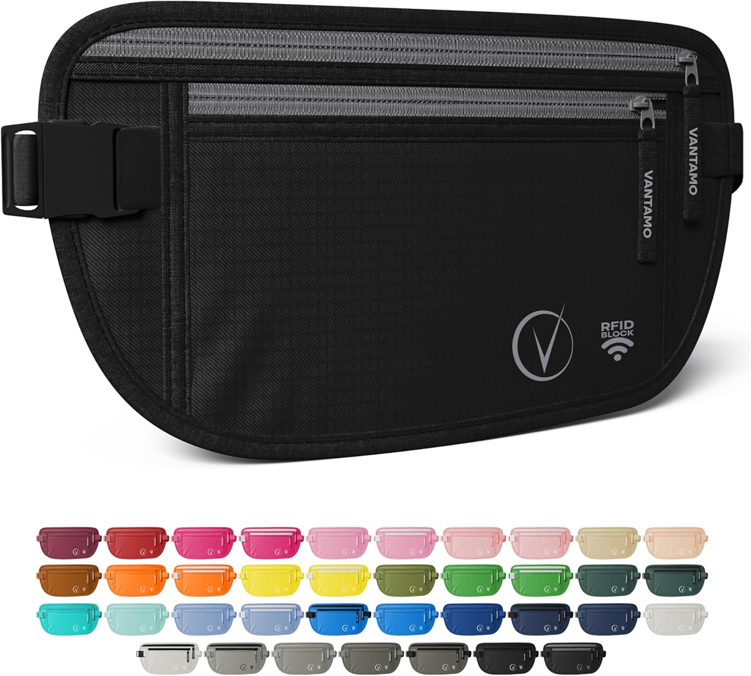 Vantamo Money Belt, Special Waist Wallet For Travel with RFID Protection, Innova...