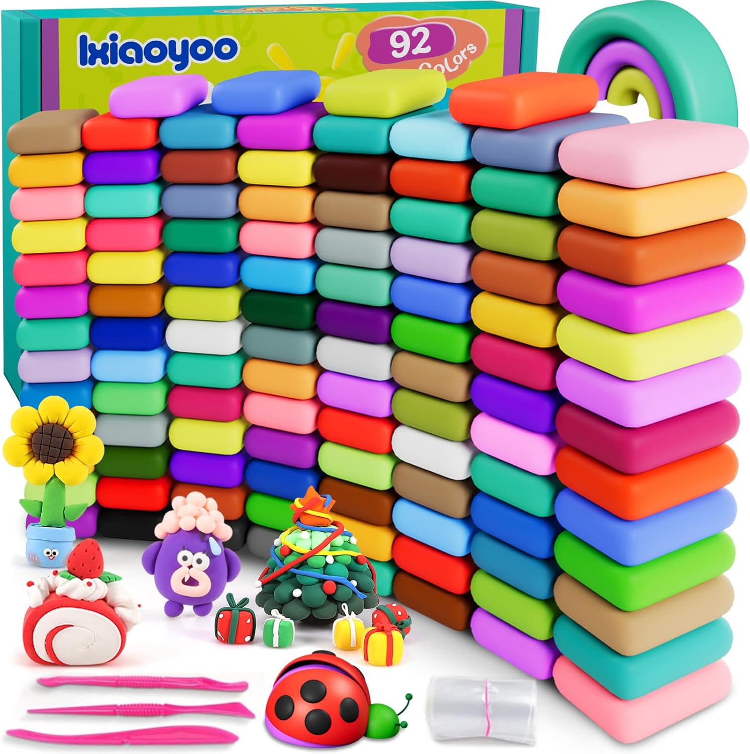 Ixiaoyoo Air Dry Clay Kit - 92 Colors Magic Clay, Molding Clay for Kids, Safe &...