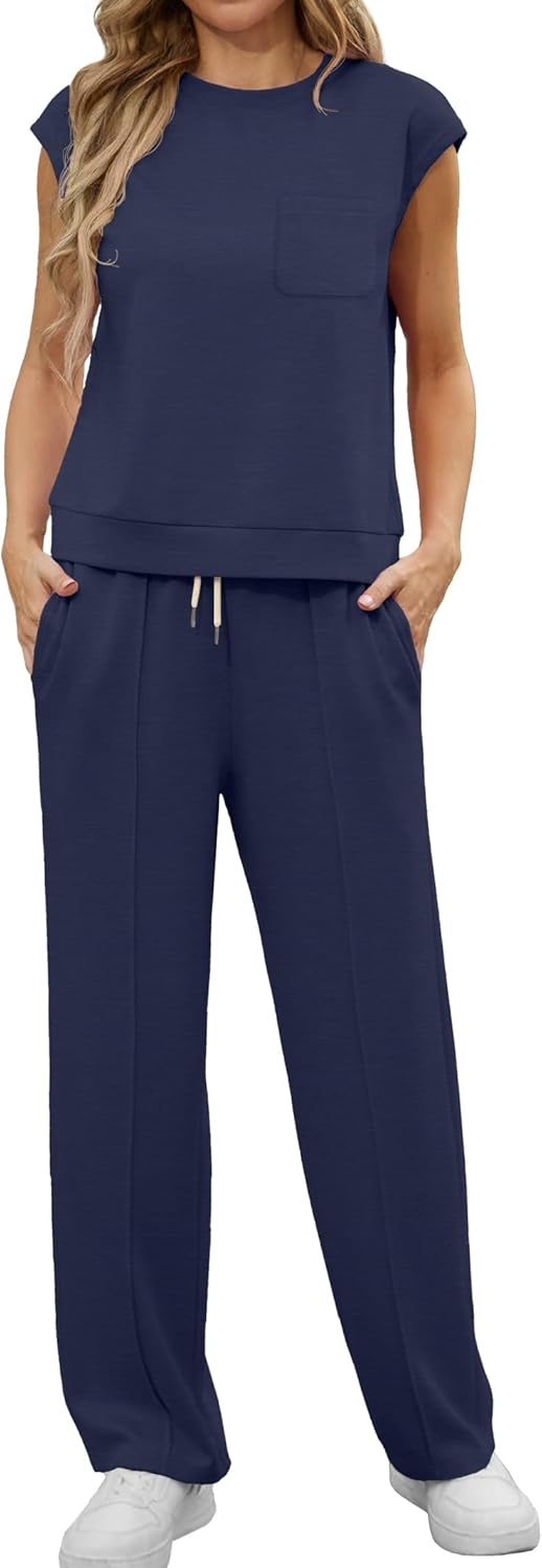 GRECERELLE Two Piece Outfits Women Summer Short Sleeve Tracksuit Womens Full Set...