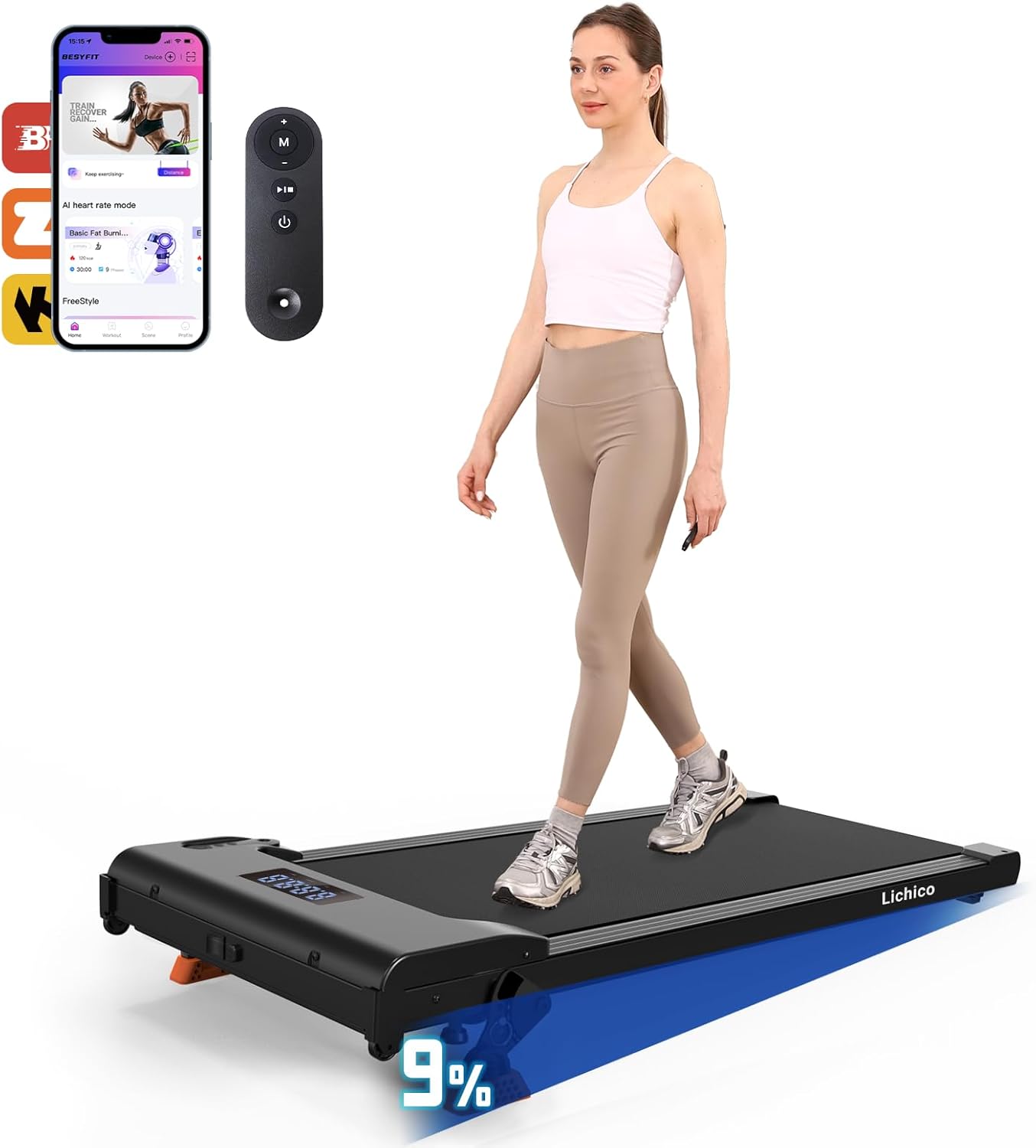 Lichico Walking Pad Under Desk Treadmill，Portable Small Treadmills for Home and...