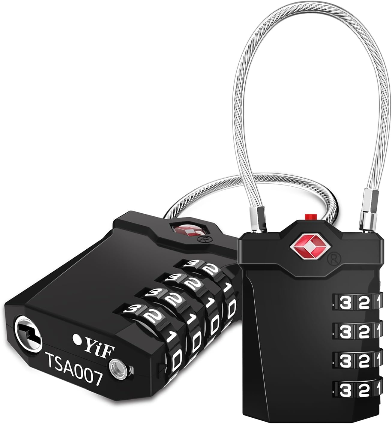 ZHEGE Luggage Locks TSA Approved, with Open Alert Indicator, Flexible Cable Trav...