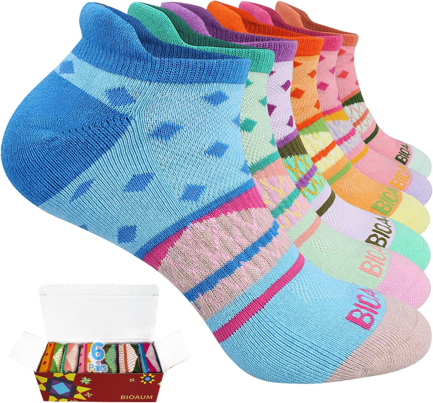 High Performance BIOAUM Womens Running Socks, Luxurious Cotton Cushioned Athleti...