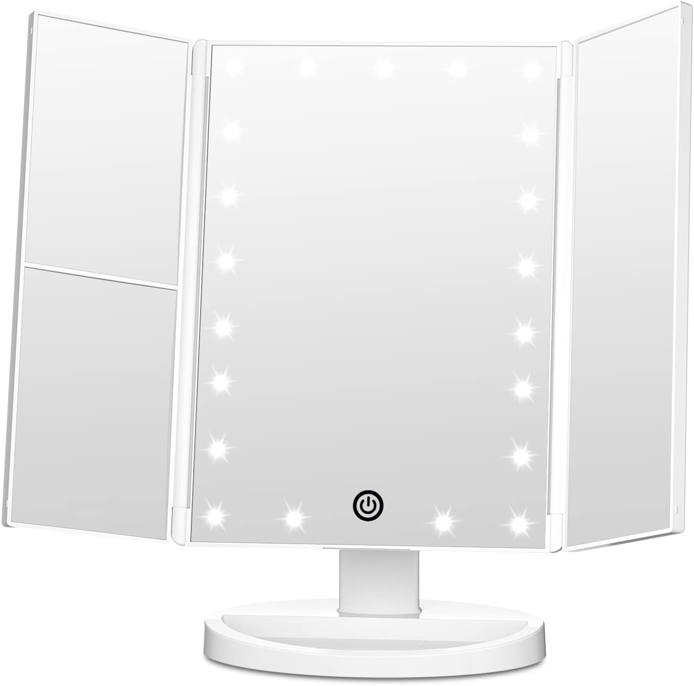 FASCINATE Trifold Makeup Vanity Mirror with Lights, 21 LED Lights Adjustable Dim...
