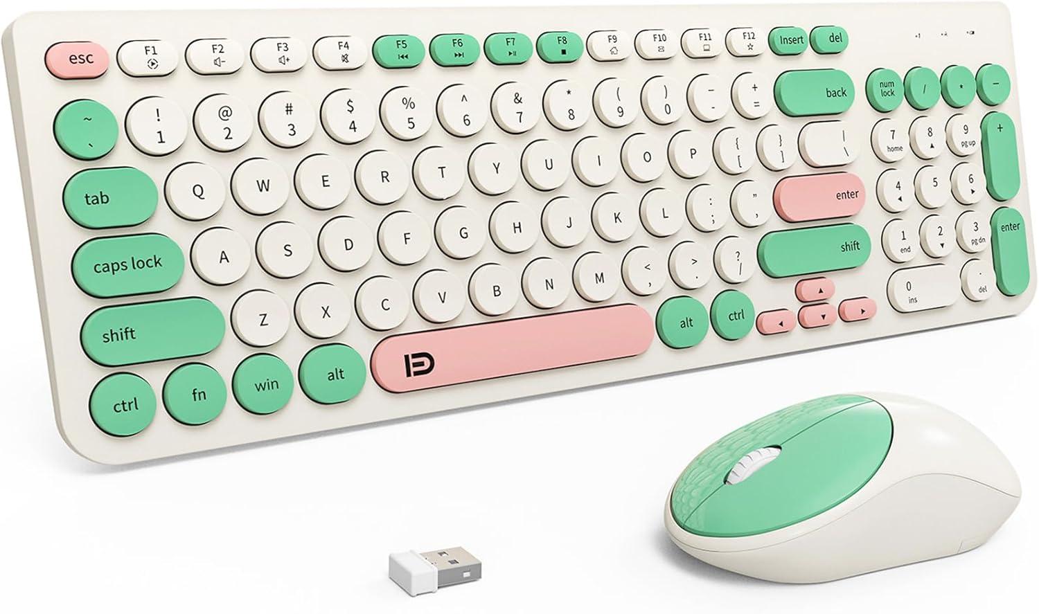 Charming FD Wireless Keyboard and Mouse Combo, Unique 2.4GHz USB Cordless Set, S...