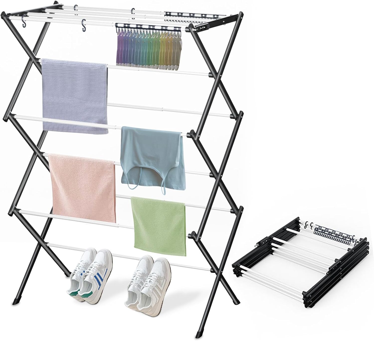 Foldable Drying Rack Clothing, Clothes Drying Rack Collapsible Indoor, Dryers fo...
