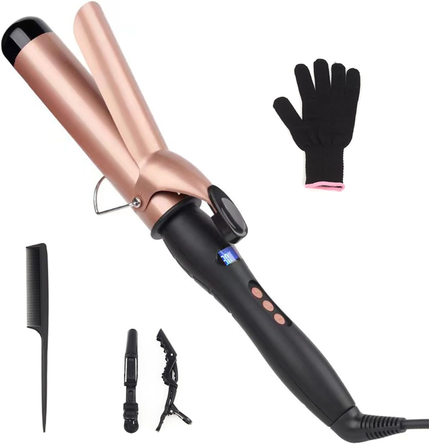 Curling Wand Curling Tongs, 38mm Large Barrel Curling Iron with Adjustable Tempe...