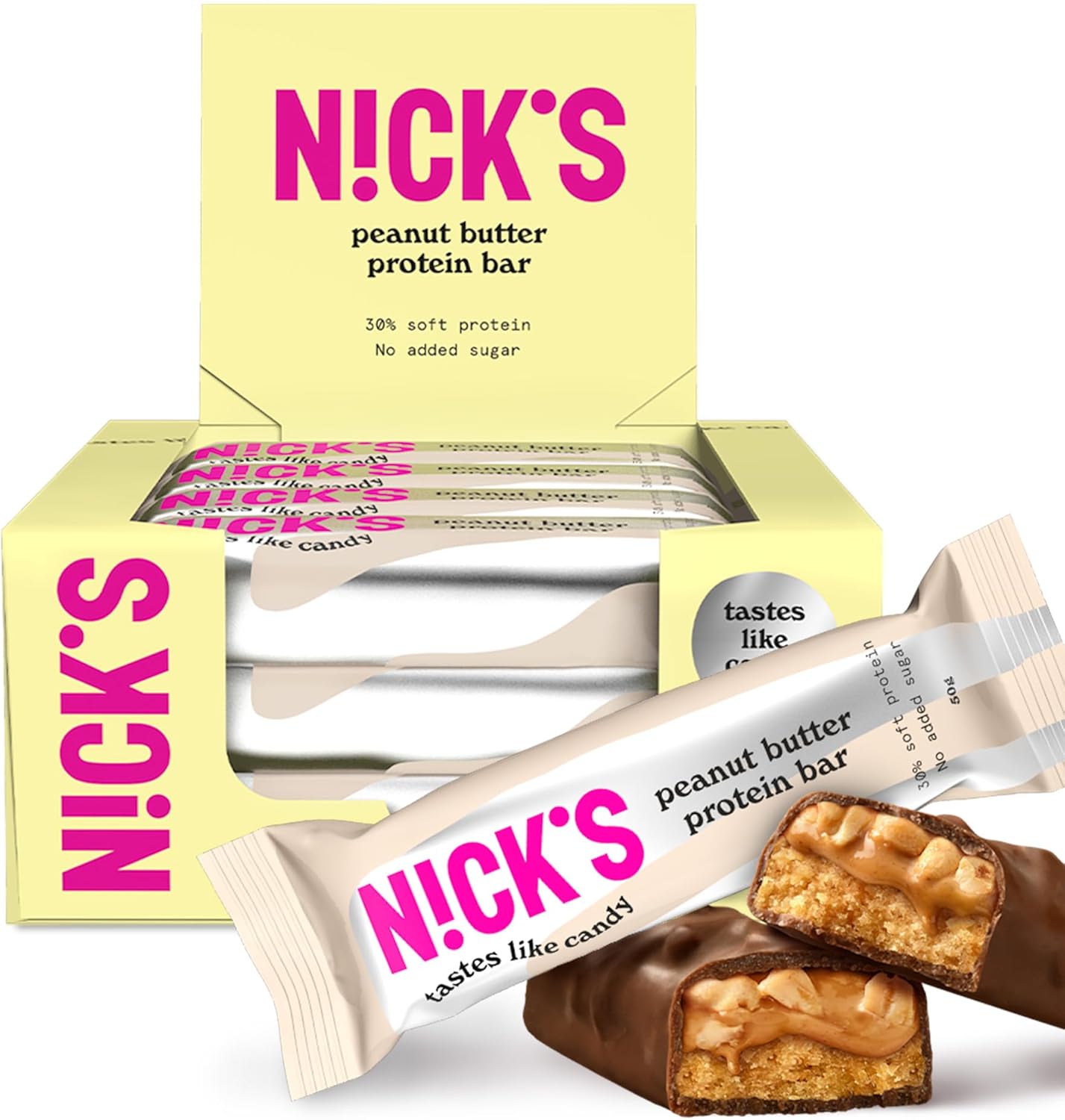 NICKS Keto Protein Bar Peanut Butter, 15 g Protein, 214 Calories, Low Carb Choco...