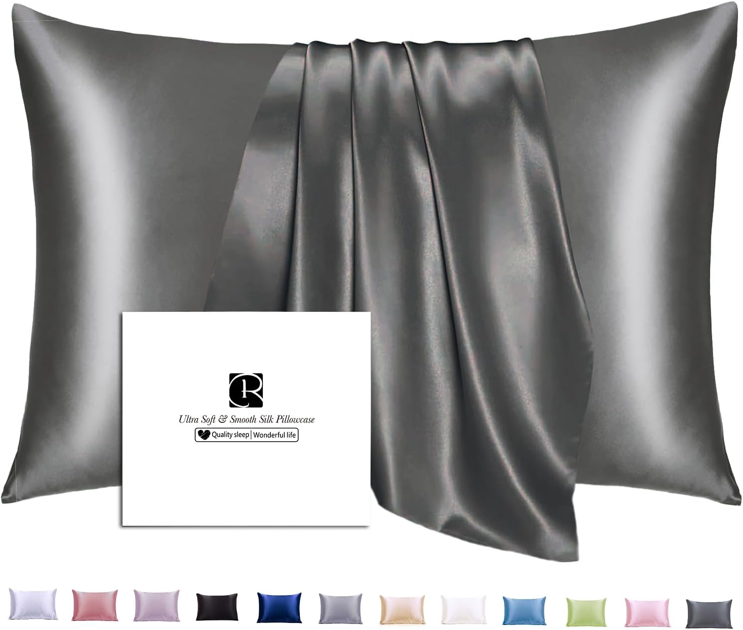 Ravmix Silk Pillow Cases with Zipper, 21 Momme Mulberry Silk Pillowcase for Hair...