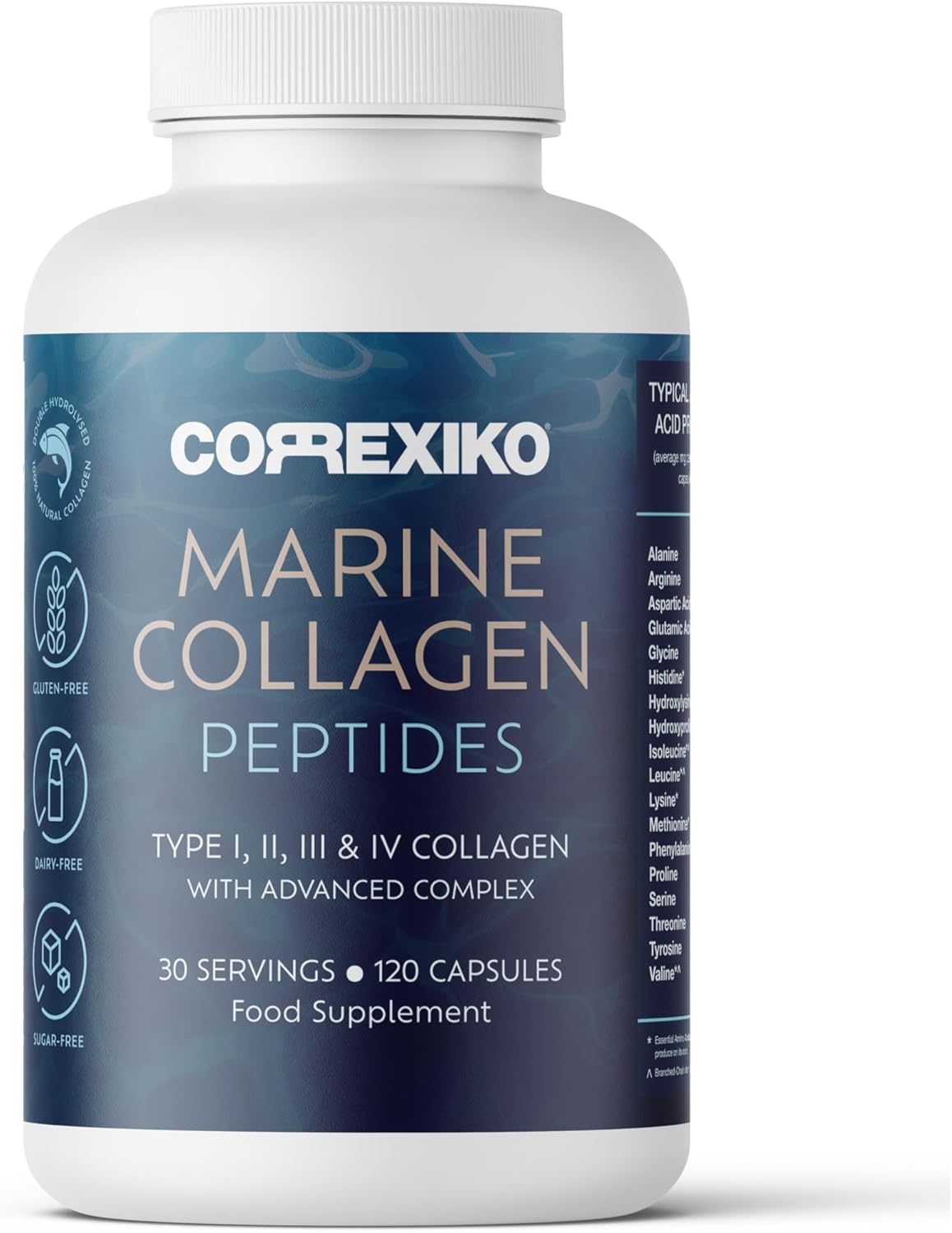 CORREXIKO Marine Collagen Supplement Tablets - 2000mg Hydrolysed Collagen Peptid...