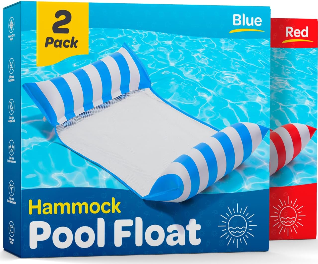 Pool Floats for Adults Multi-Purpose Hammock Pool Float: Saddle, Lounge Chair, H...