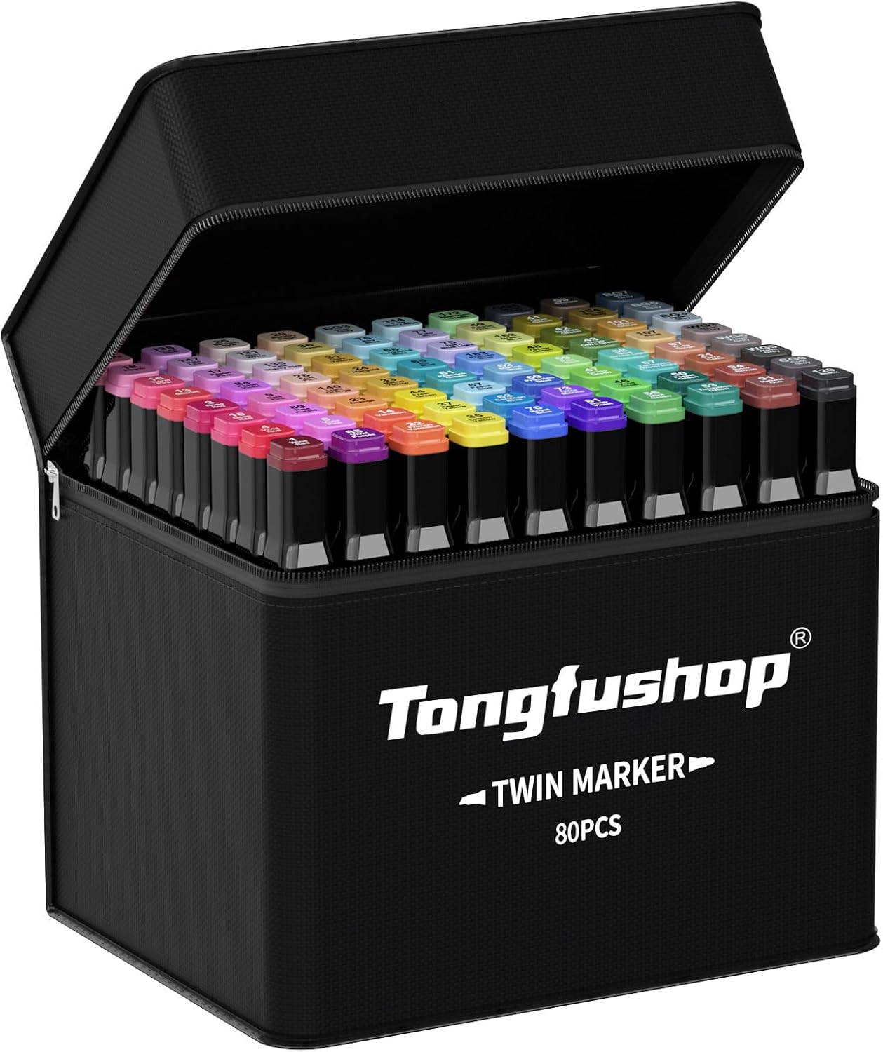 Tongfushop 80 Colored Marker Set, Dual Tip Alcohol Markers, Colouring Pens for A...