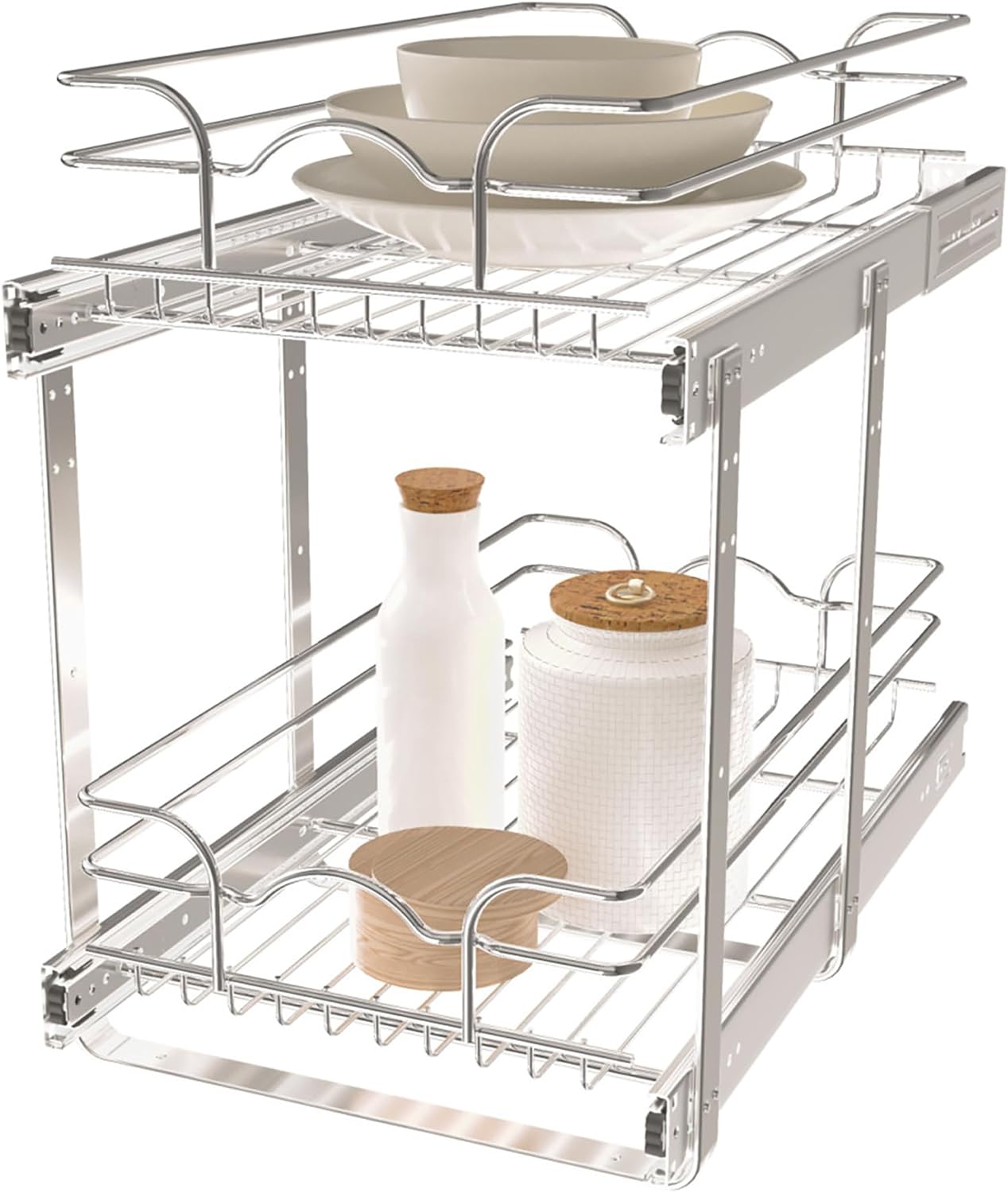 Rev-A-Shelf 2-Tier Kitchen Cabinet Pullout Shelf and Drawer Organizer Slide Out...