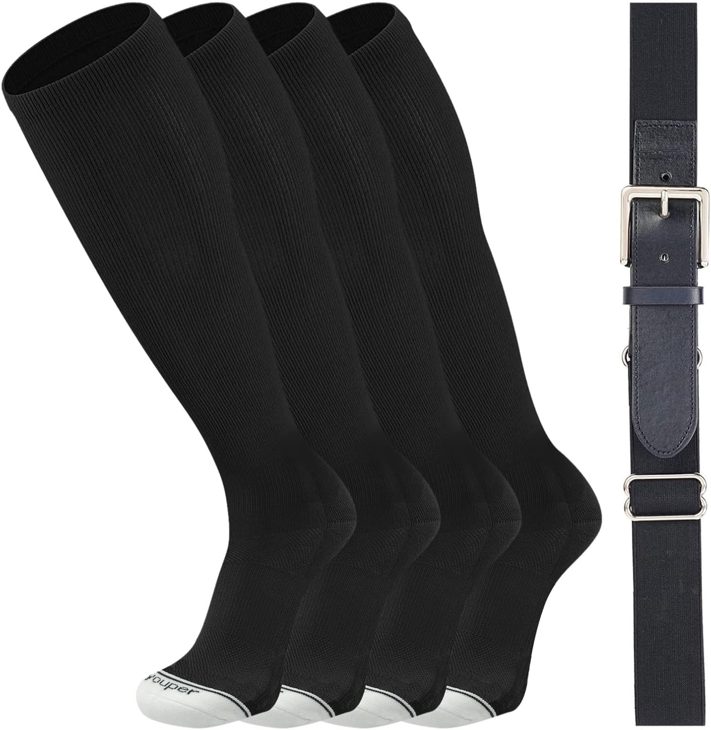 Youper Youth Elite Baseball Socks & Belt Combo (2 Pairs of Socks & 1 Belt)