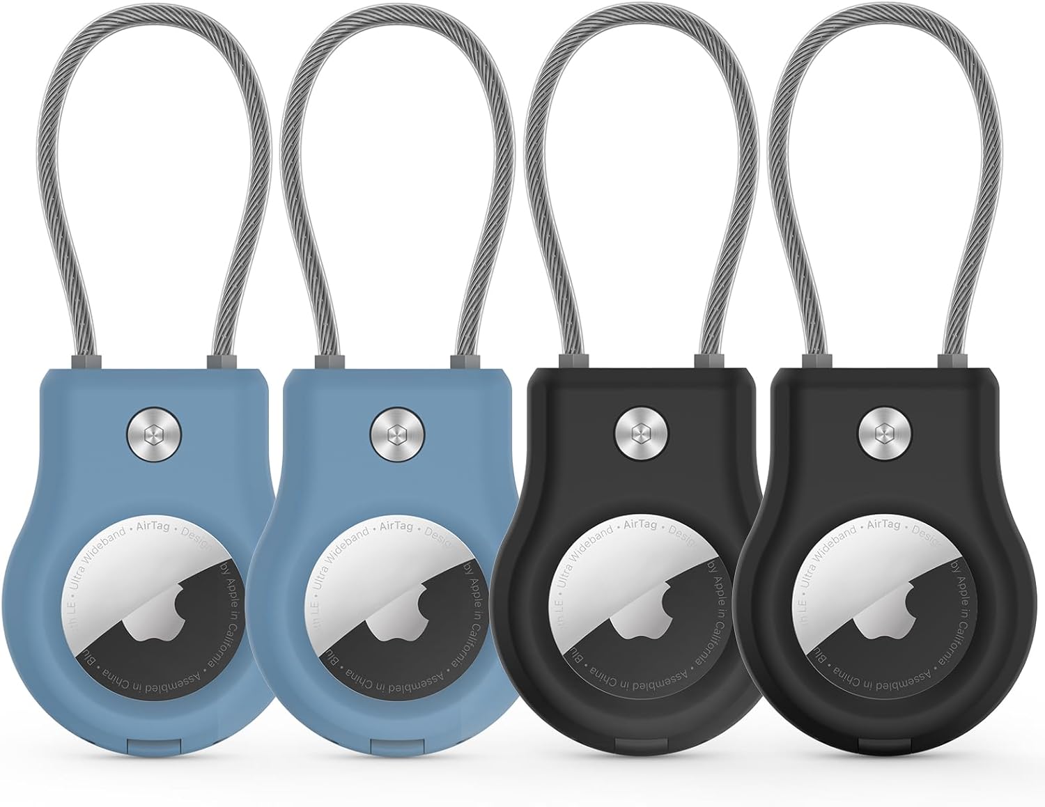 AirTag Keychain Holder, Special Airtag Lock Case with Wire Cable for 4 Pack, Inn...