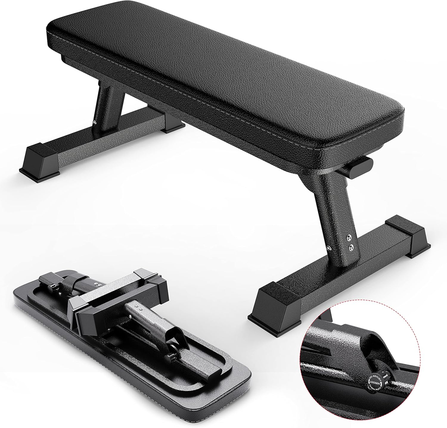 Finer Form Gym Quality Foldable Flat Bench for Multi-Purpose Weight Training and...