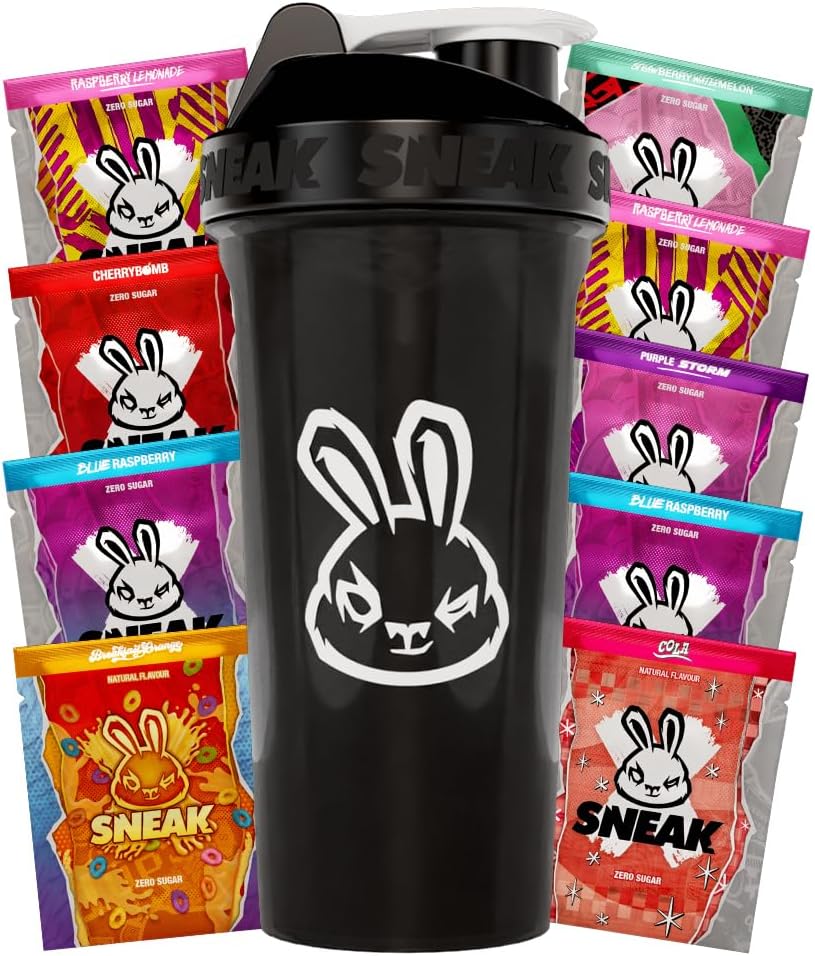 SNEAK Energy Drink Starter Pack | 9 Sachets with Monochrome Shaker | No Sugar. N...