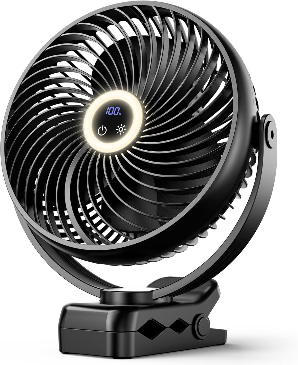 Koonie 10000mAh Portable Clip on Fan with LED Lantern and Hook, 8'' Battery Oper...