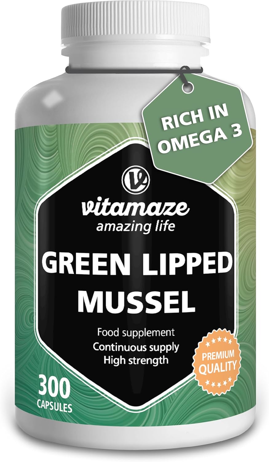 Green Lipped Mussel 1500mg- Omega 3 & Glycosaminoglycanes- 300 Capsules Pure New...