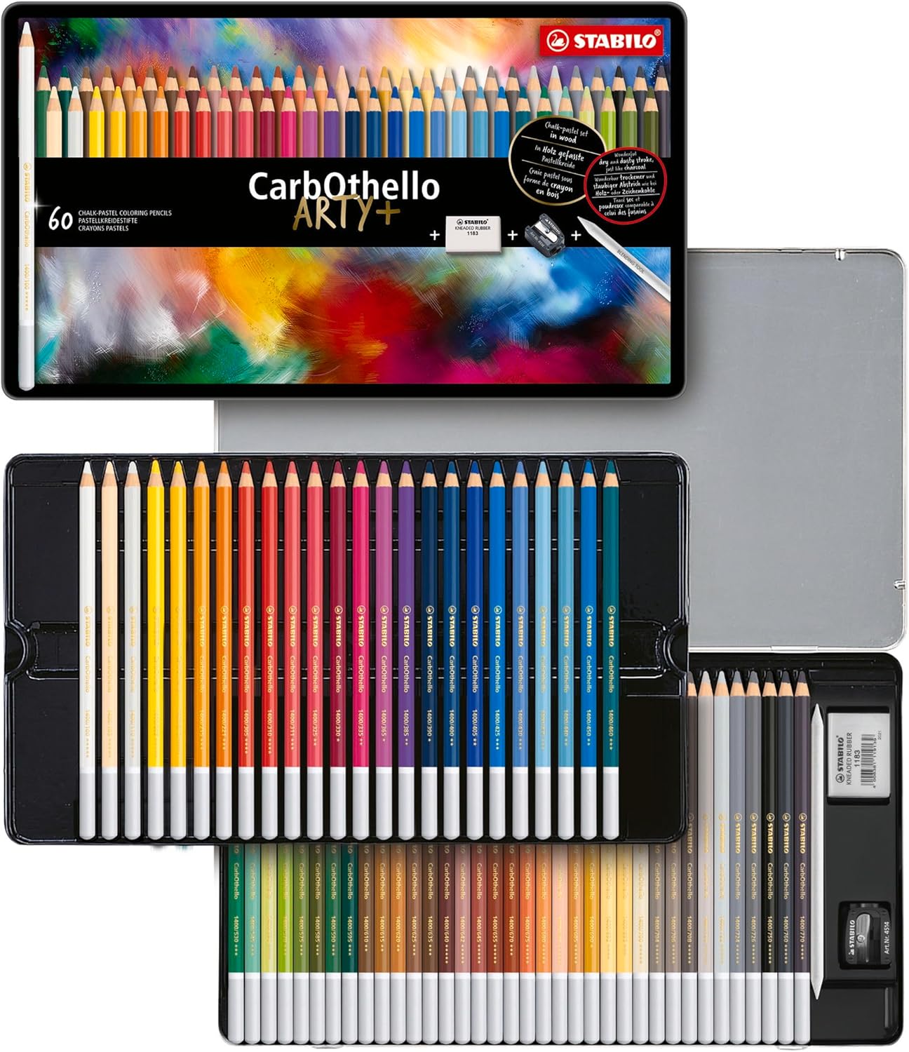 STABILO CarbOthello - Chalk-Pastel Pencil - ARTY+ - Tin of 60 - Assorted Colours...