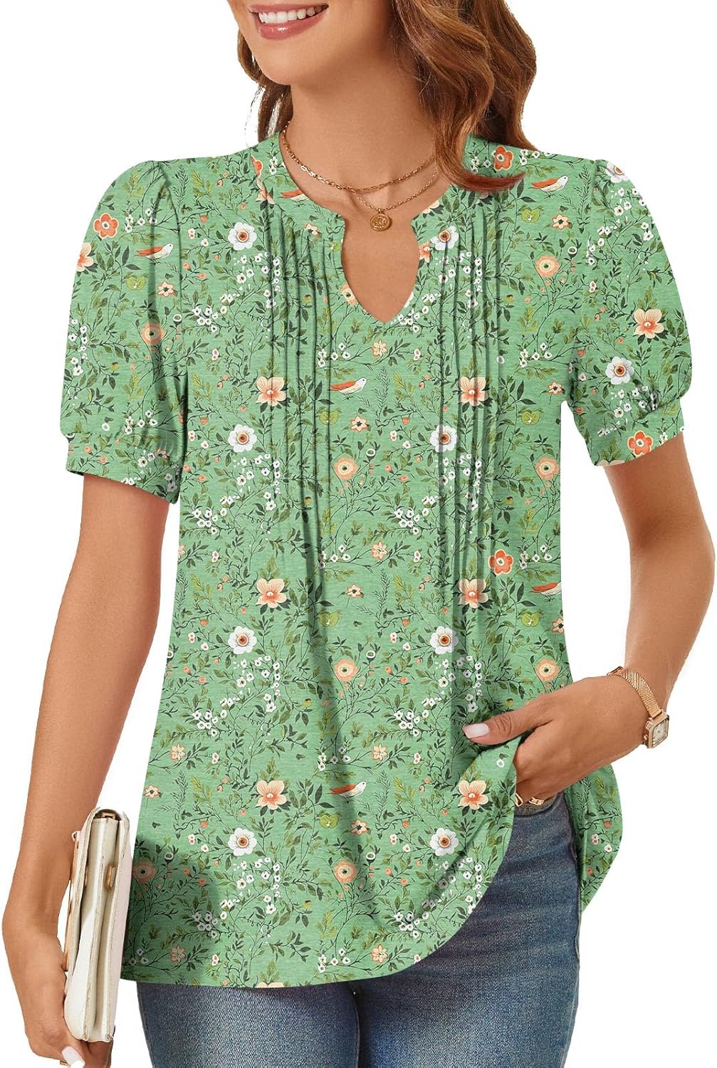 Syoss Women's Summer Tops, Special Casual Dressy Blouses with Puff Sleeves, Inno...