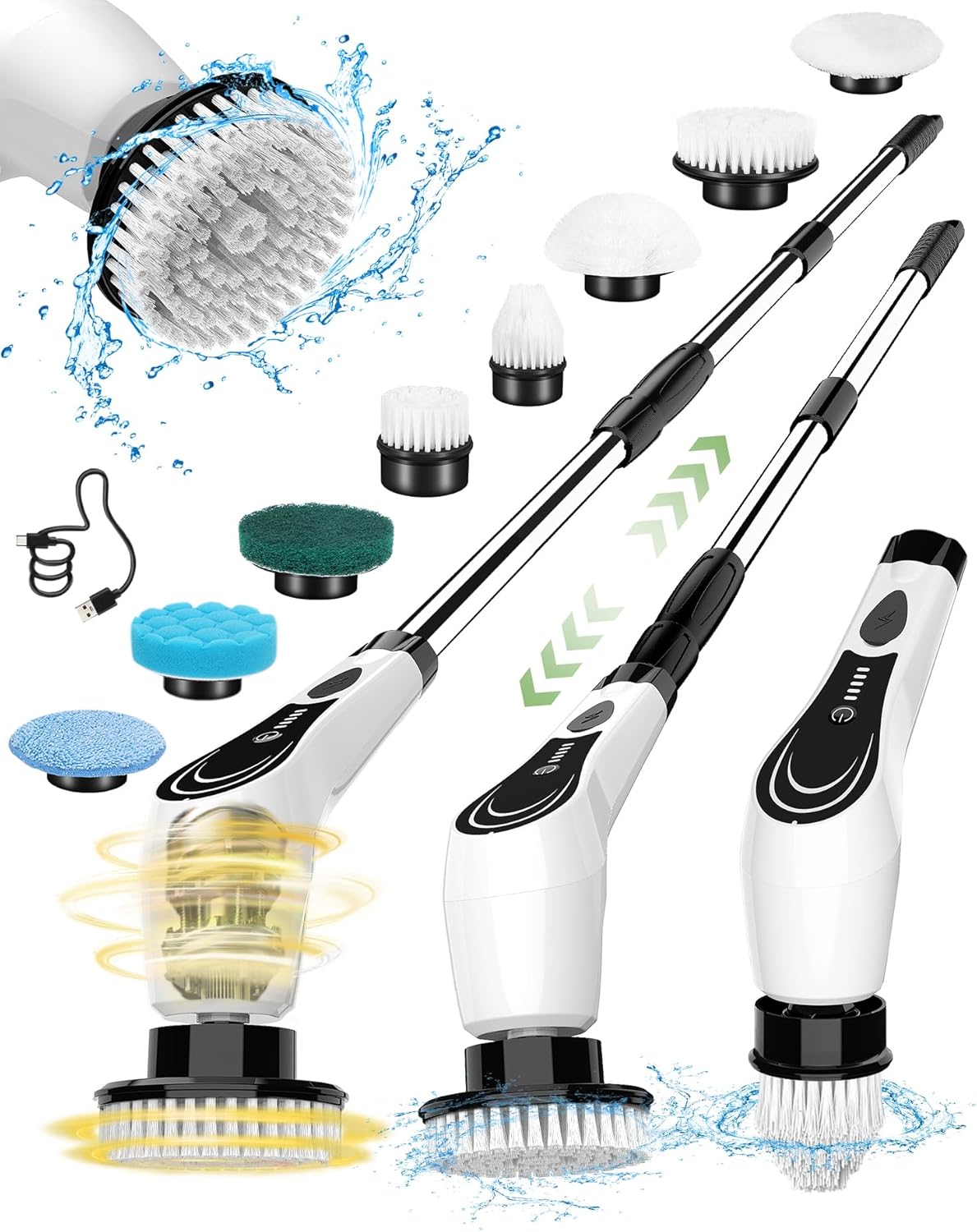 Electric Spin Scrubber, Cordless Cleaning Brush, Shower Scrubber with 8 Brush He...