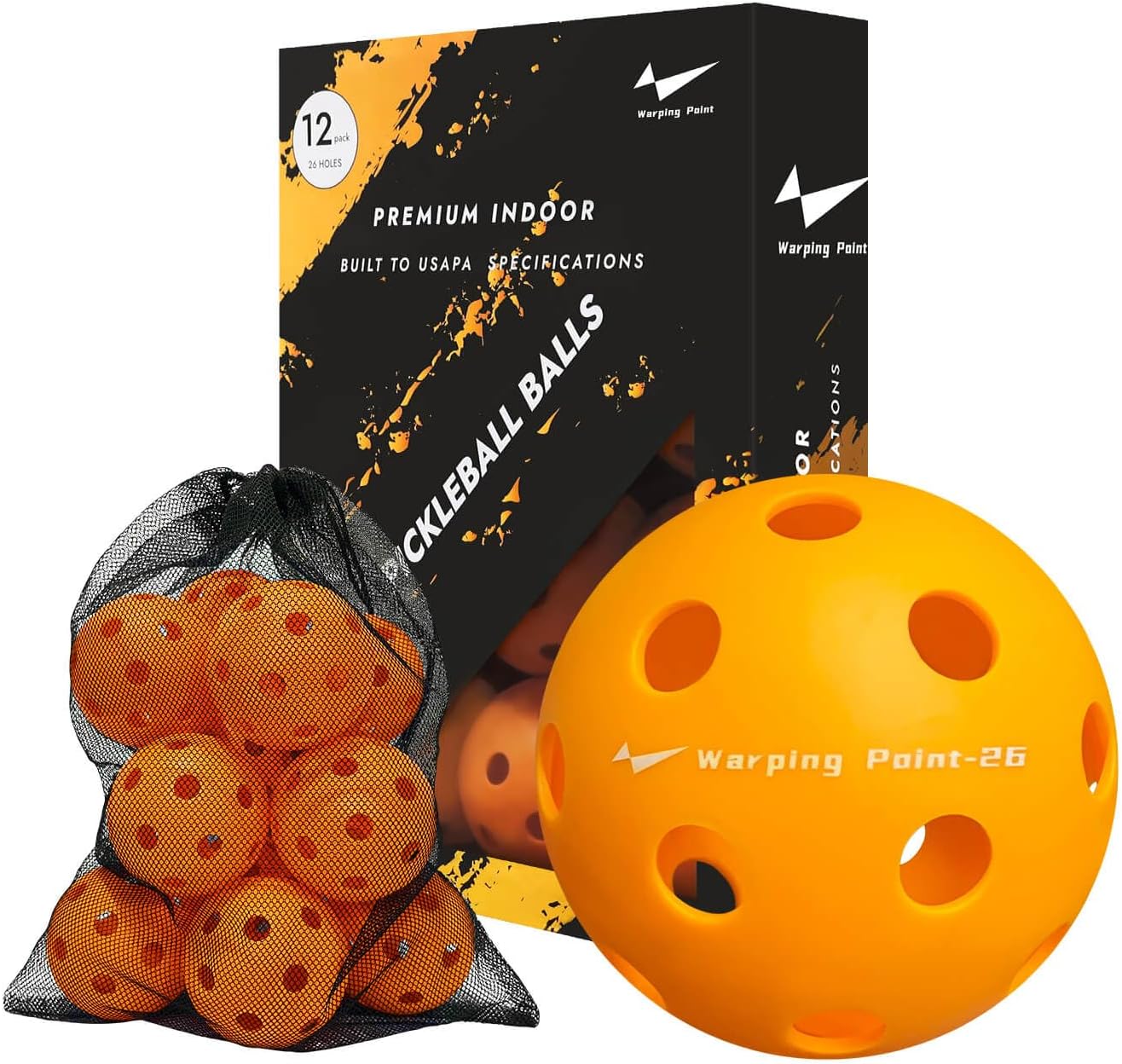 Warping Point Indoor Pickleball Balls | 26 Holes | 4 Pack, 12 Pack | Meet USAPA...