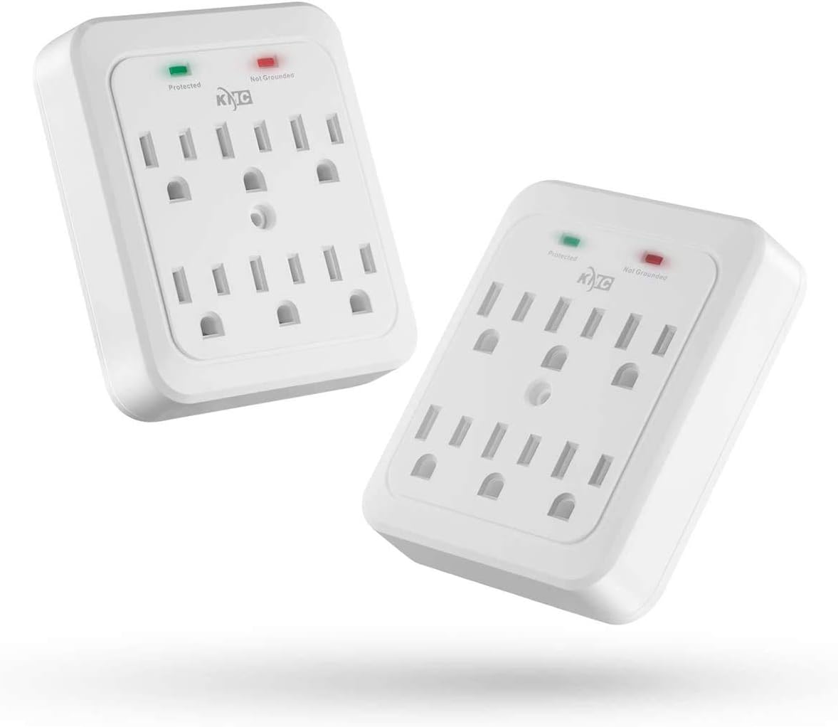 KMC Wall Surge Protector, 980 Joule, 6-Outle Wall Plug Adapter Power Strip, Whit...