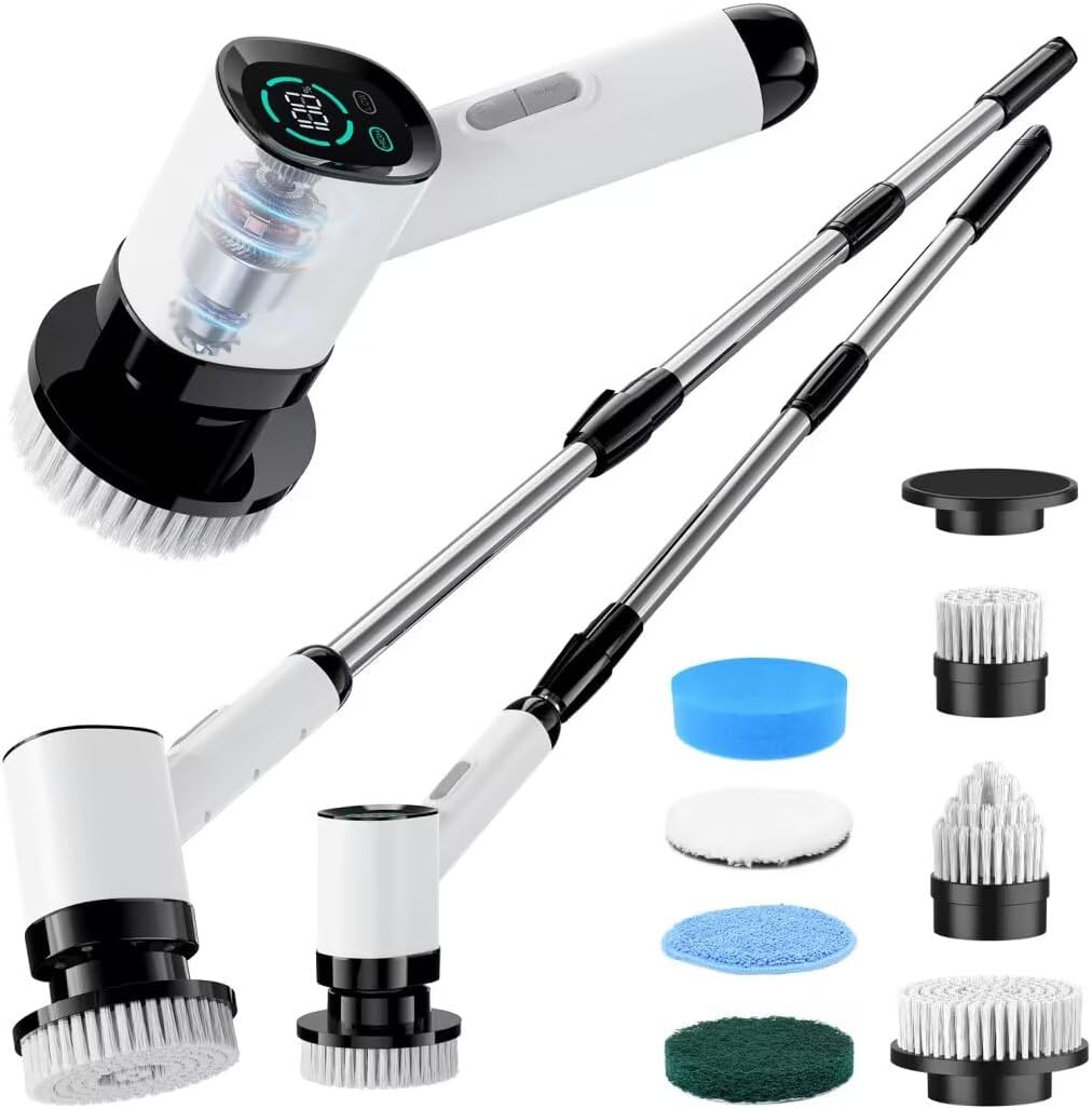 Electric Spin Scrubber for Cleaning Bathroom: Cordless Cleaning Brush, Power Scr...