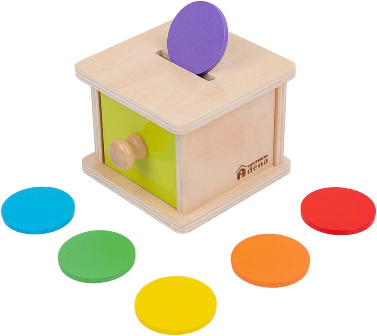 Adena Montessori Coin Box,Object Permanence Box Toys for 1 Year Old Baby Coins,W...