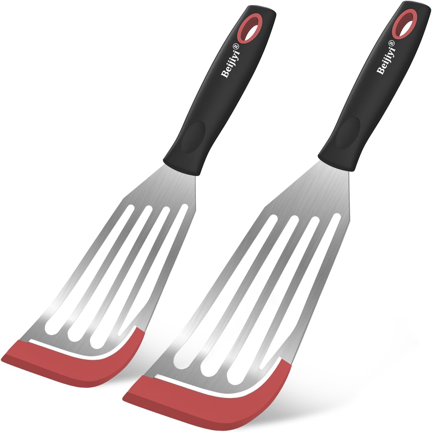 Beijiyi Fish Spatula Turner Set of 2, Heat Resistant Silicone Edge Slotted Fish...